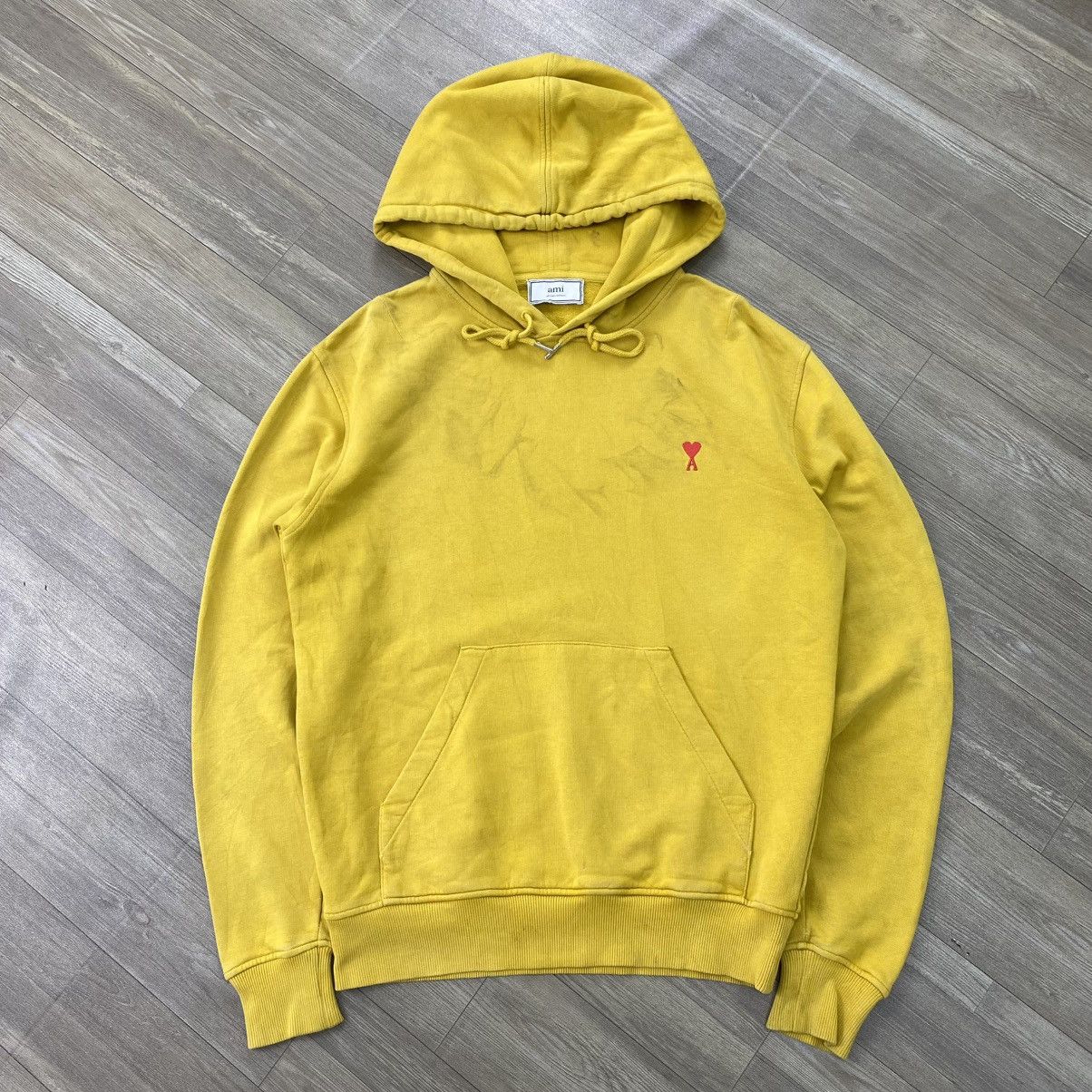 AMI 🇵🇹Ami Alexandre Mattiussi Small Heart De Coeur Yellow Hoodie Size US S / EU 44-46 / 1 - 1 Thumbnail