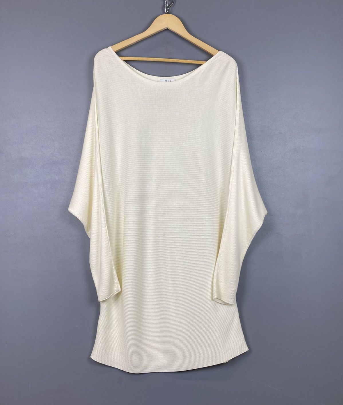 Reiss Reiss OE Ilara Draped Ribbed Viscose / Cashmere Top Sweater Size L / US 10 / IT 46 - 4 Thumbnail