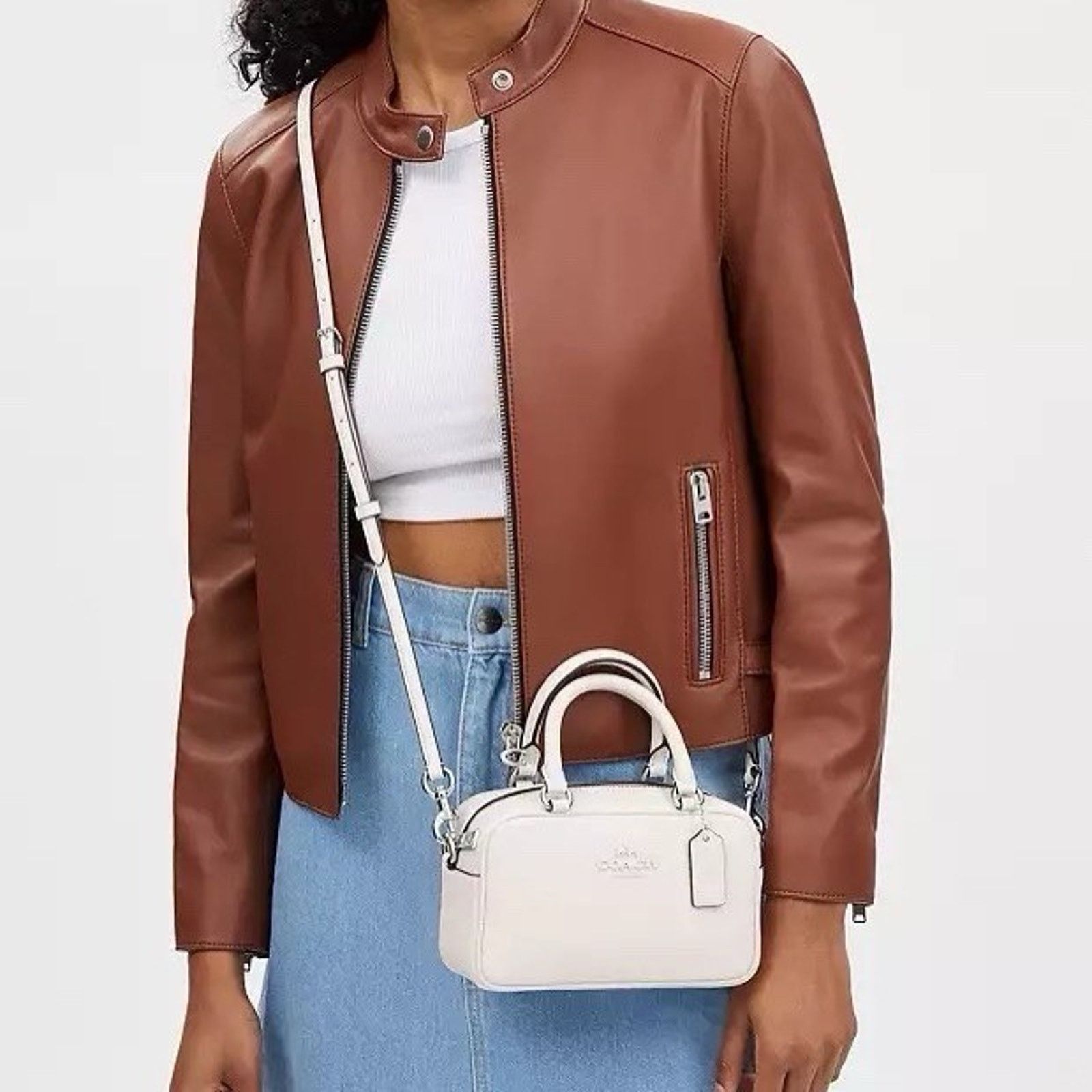 Coach NWT Coach Satchel Crossbody Leather CT776 Silver/Chalk Size ONE SIZE - 7 Thumbnail