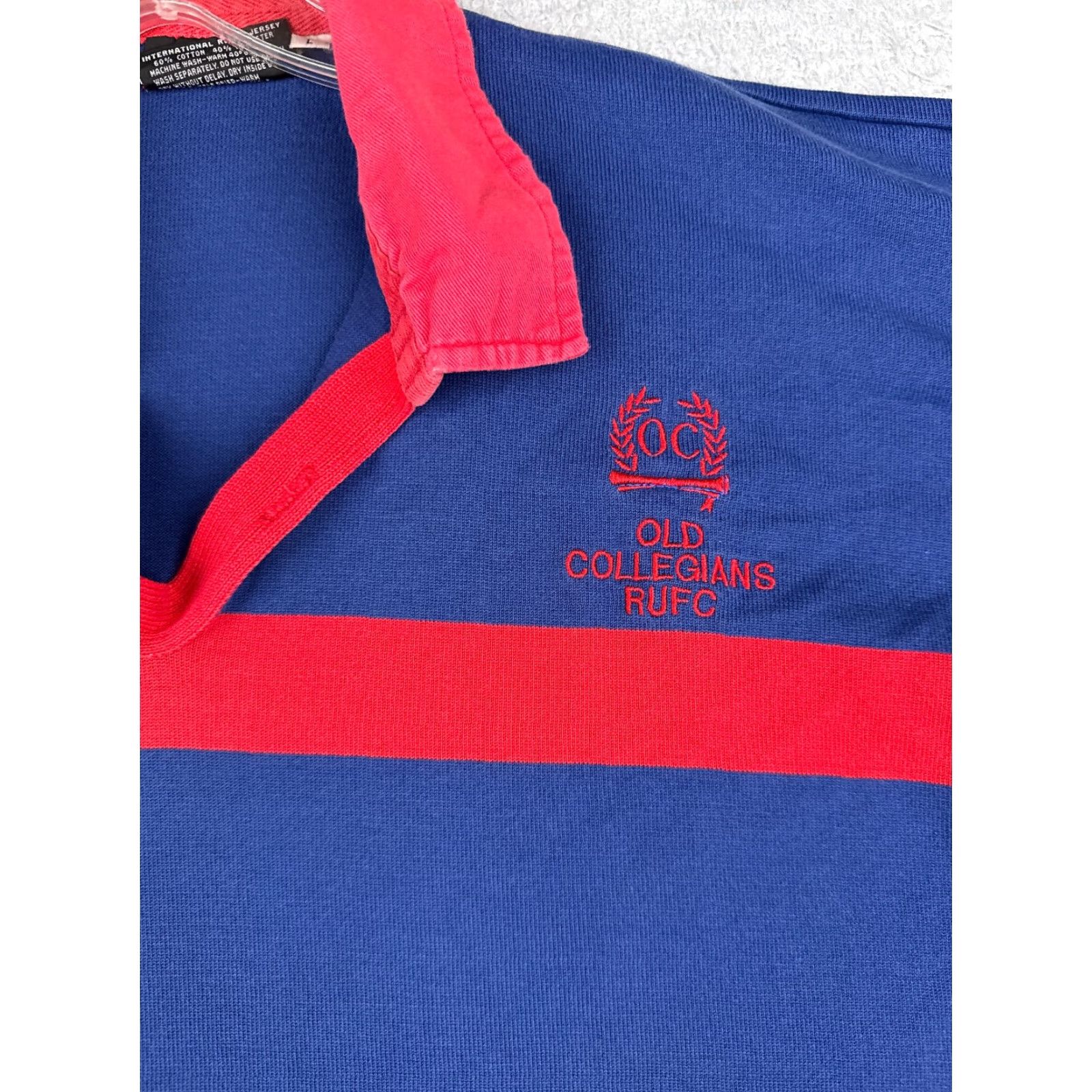 Vintage Canterbury Polo Shirt Men Large Blue Red Cotton Long Sleeve Old Collegians RUFC Size US L / EU 52-54 / 3 - 6 Thumbnail