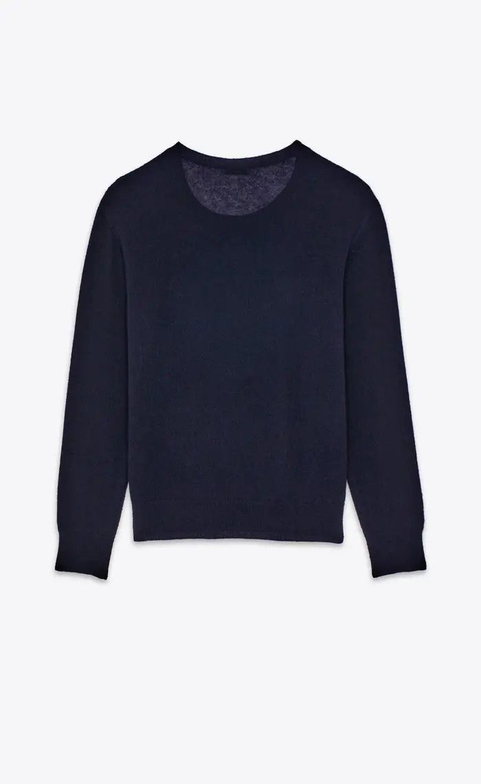 Saint Laurent Paris oc11z0126 780075 Sweater in Cashmere And Silk in Blue Size US XXL / EU 58 / 5 - 2 Thumbnail