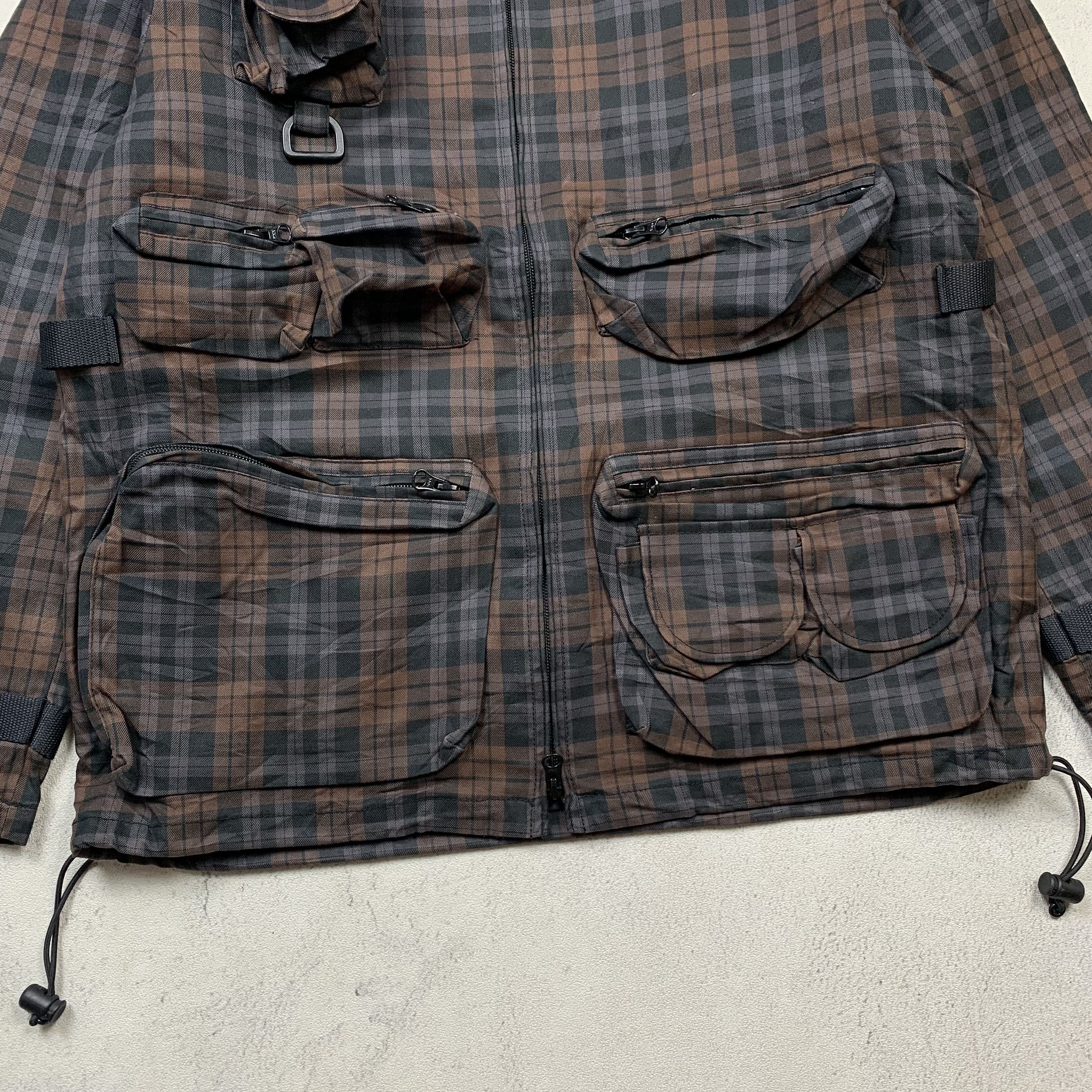 Comme Ca Ism Hunting Jacket Multi Pocket Plaid Utility