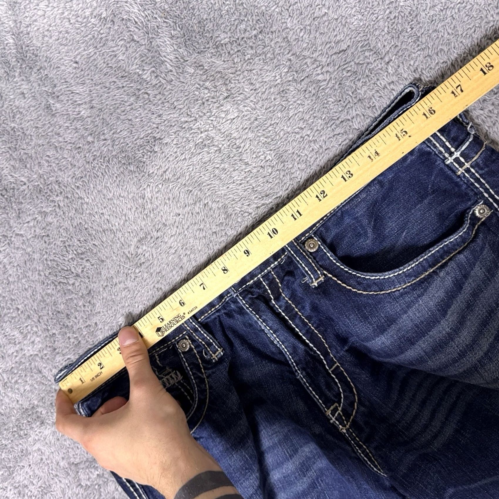 BKE BKE Seth Jeans Mens 32L Denim Bootcut 100% Cotton Blue Regular 5-Pocket Whisker Embroidered Logo Vintage No Size US 32 / EU 48 - 6 Thumbnail