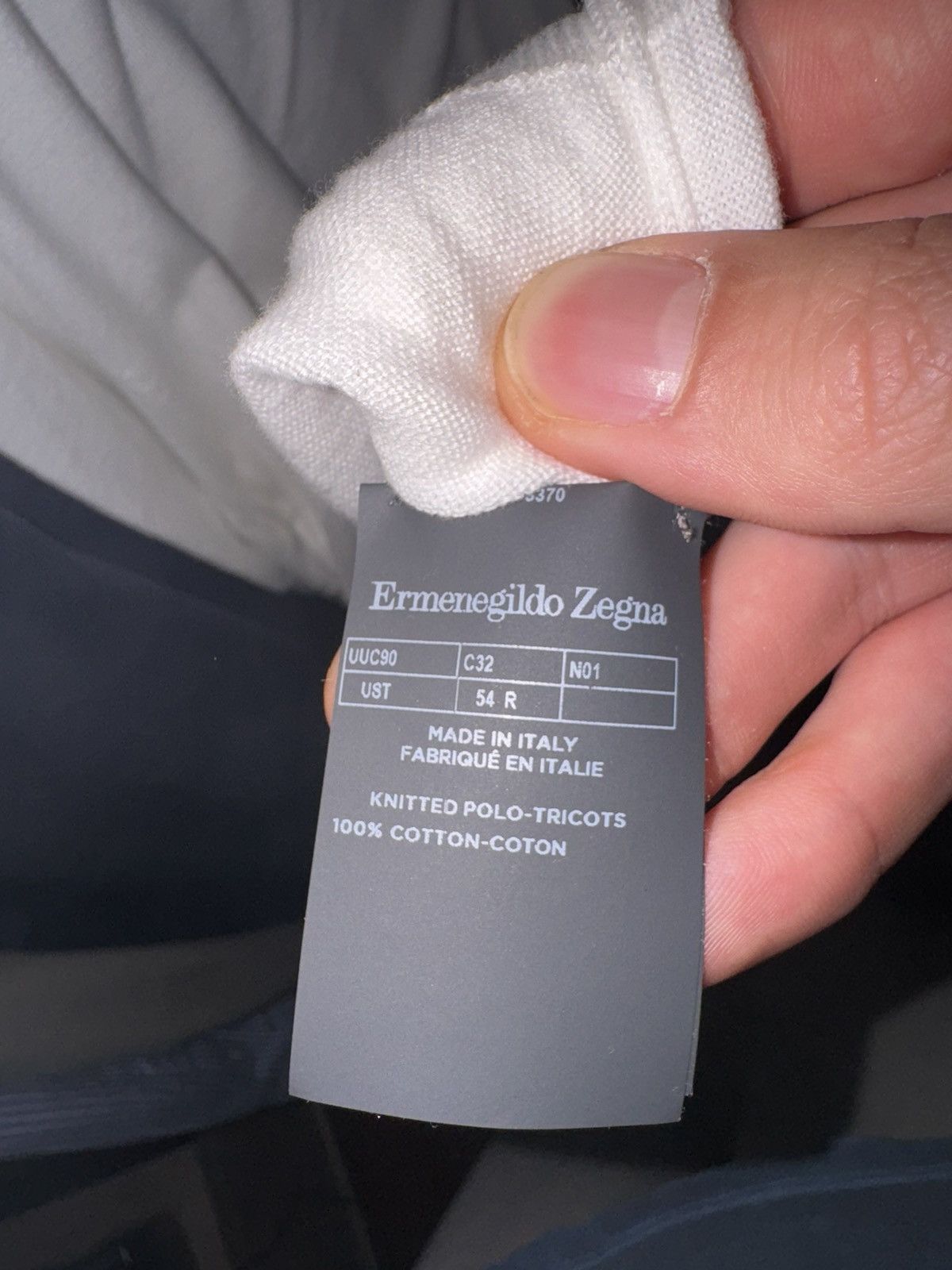Ermenegildo Zegna White Premium Cotton Polo Shirt Size US L / EU 52-54 / 3 - 4 Thumbnail