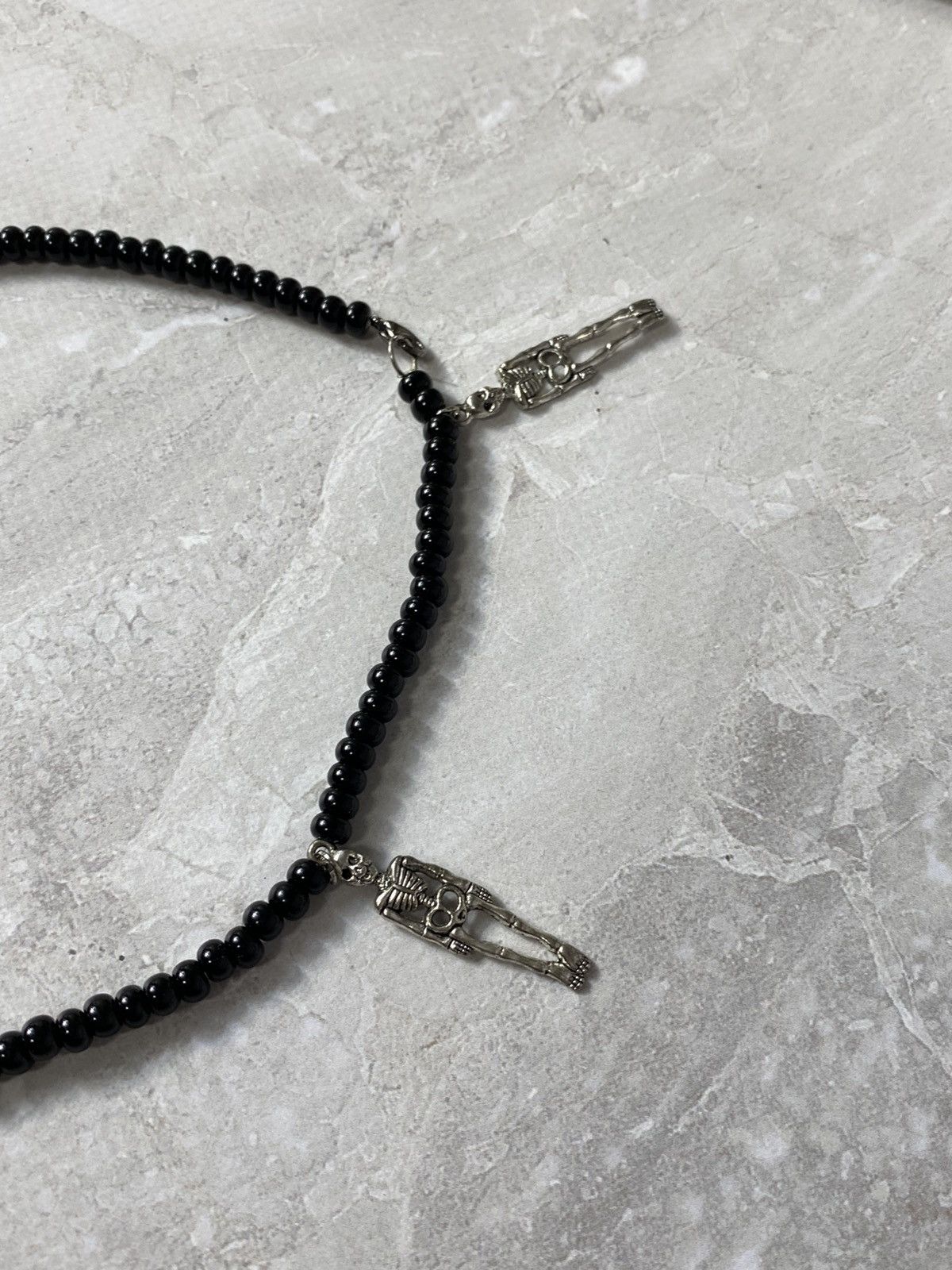 Japanese Brand Y2K Punk Choker Necklace. Black Beads. Skeleton Charms Size ONE SIZE - 3 Thumbnail