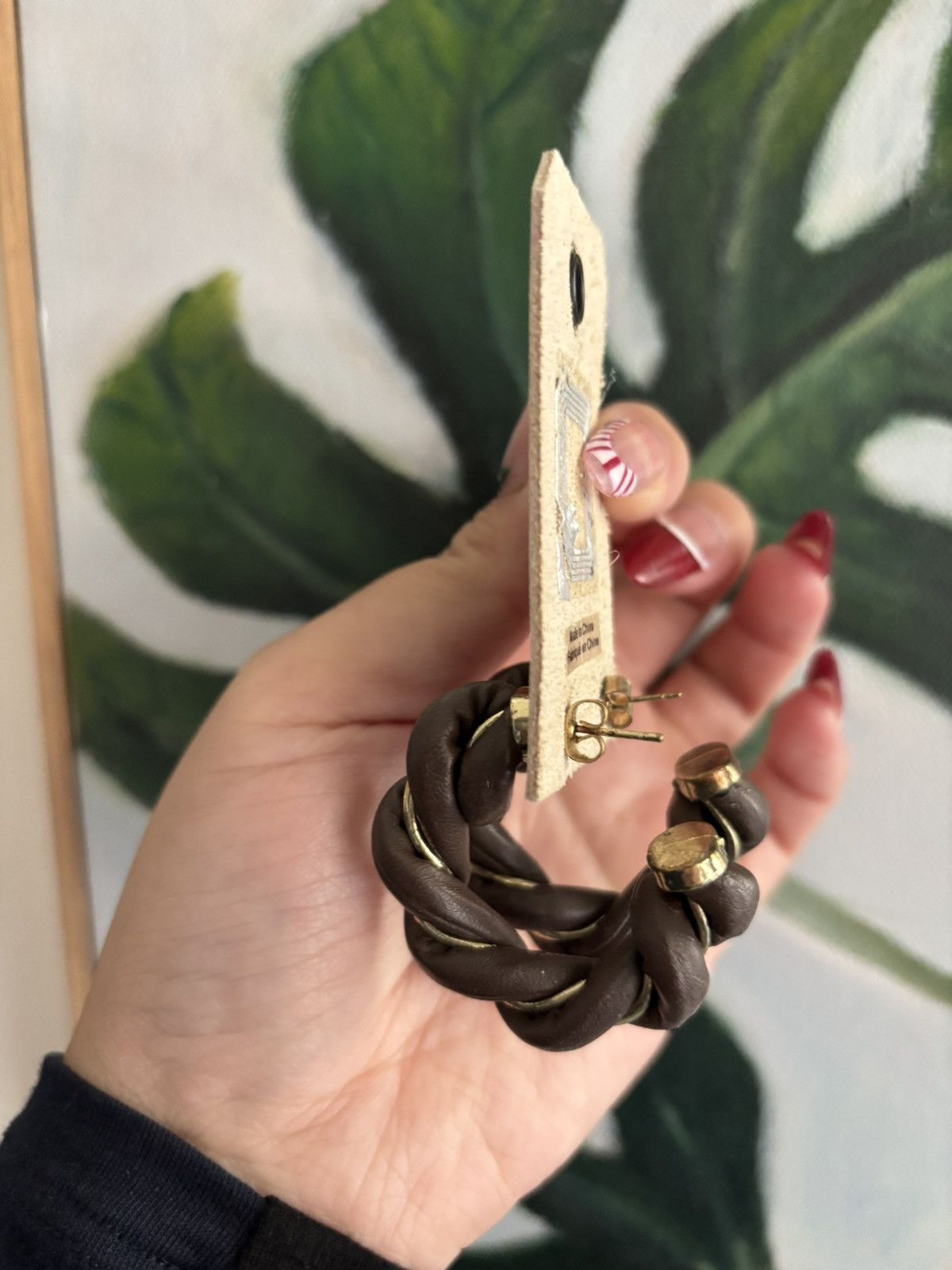 Anthropologie Anthropologie Faux-Leather Twist Hoop Earrings Size ONE SIZE - 3 Thumbnail