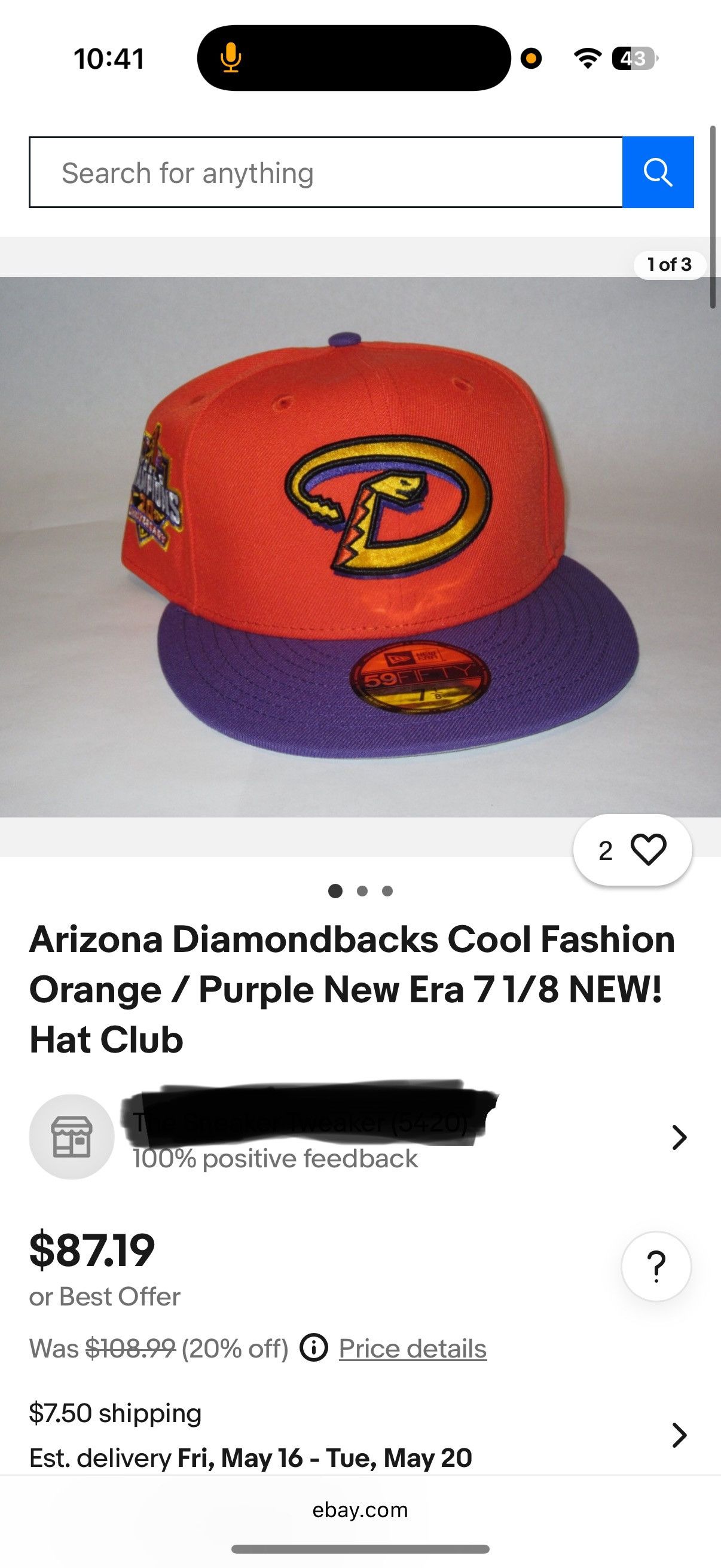 Hat Club × New Era 7 3/8 ARIZONA DIAMONBACKS COOL FASHION Size ONE SIZE - 5 Thumbnail