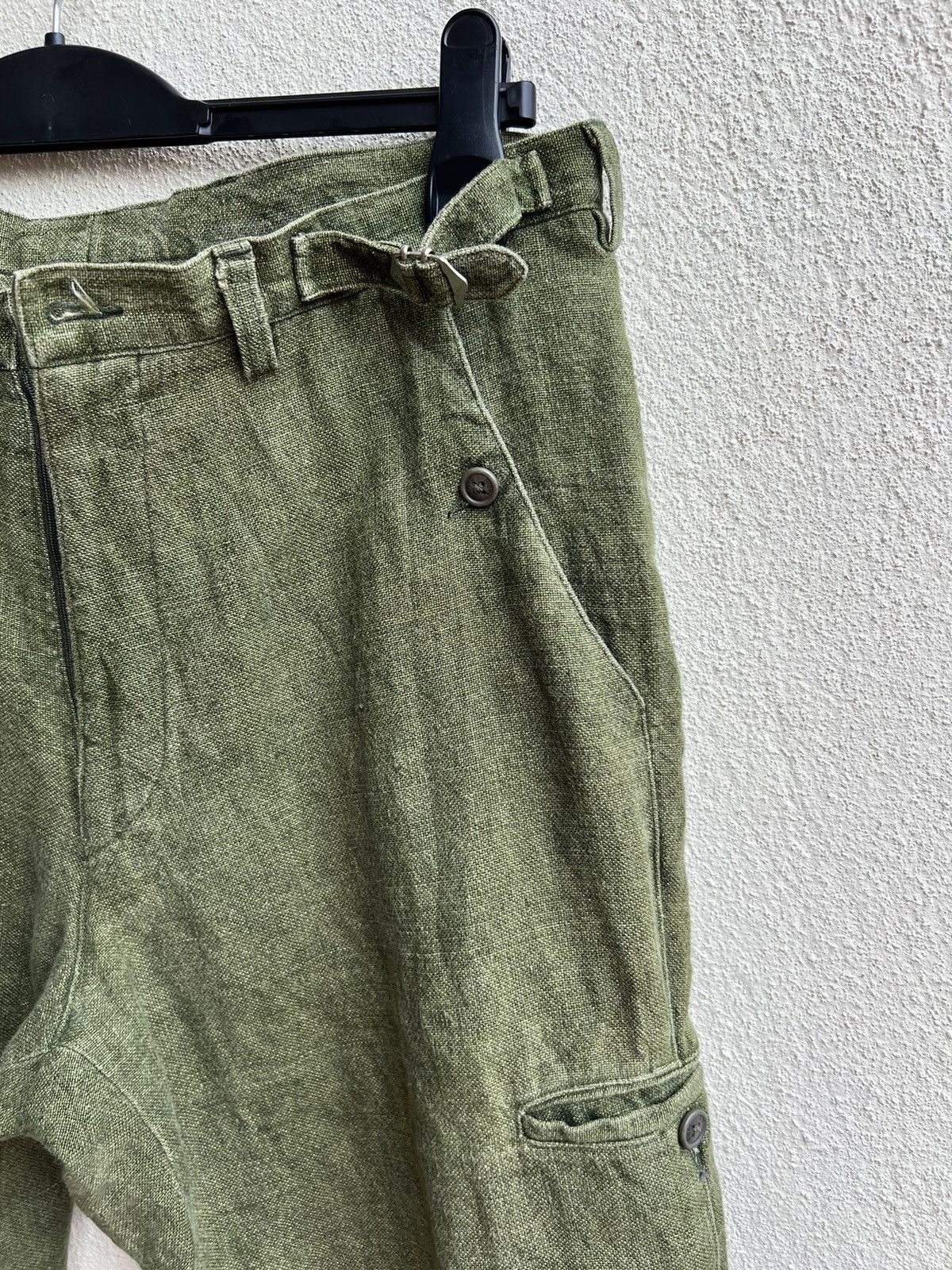 Designer 90s Arnys Paris Fade Olive Green 100% Linen Short Pant Size US 31 - 13 Thumbnail