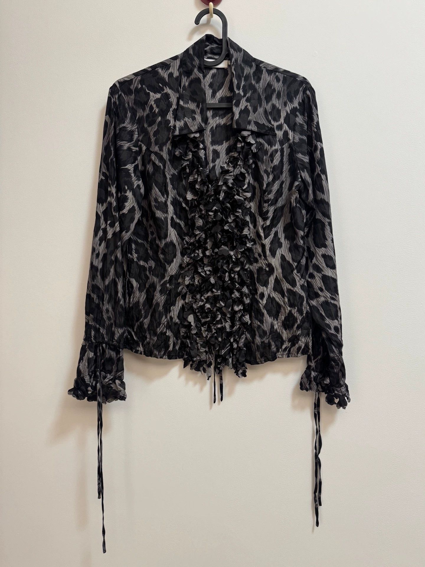 Other French Leopard Print Floral Collar Tie-Neck Shirt Size XS / US 0-2 / IT 36-38 - 4 Thumbnail