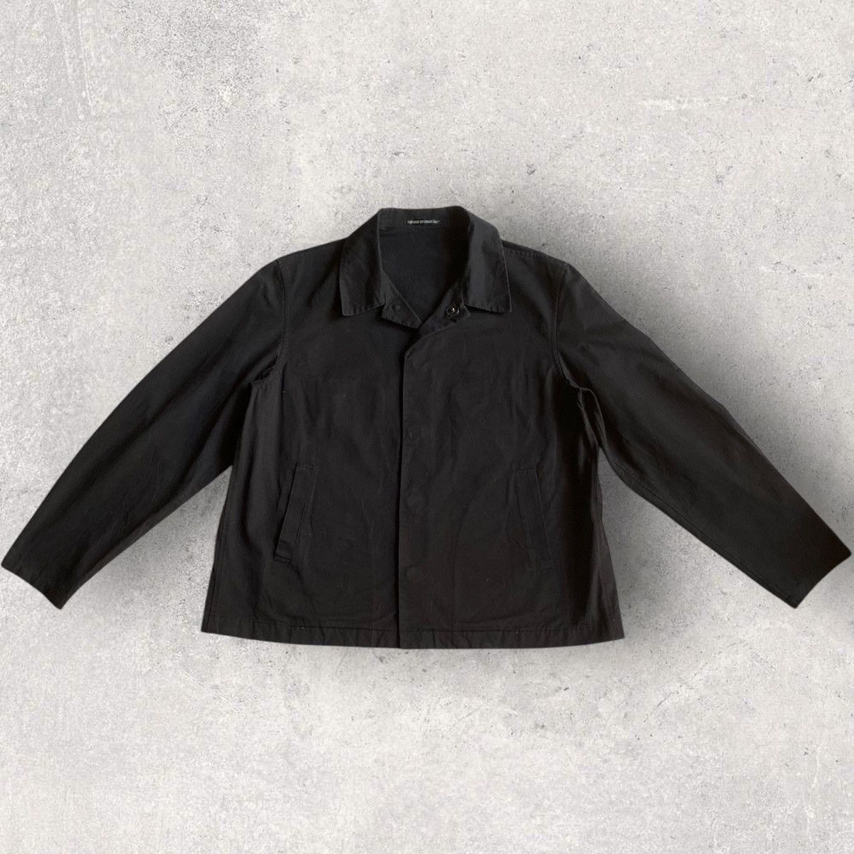 Yohji Yamamoto Black Cotton Open Collar Boxy Fit Jacket Size US L / EU 52-54 / 3 - 3 Thumbnail