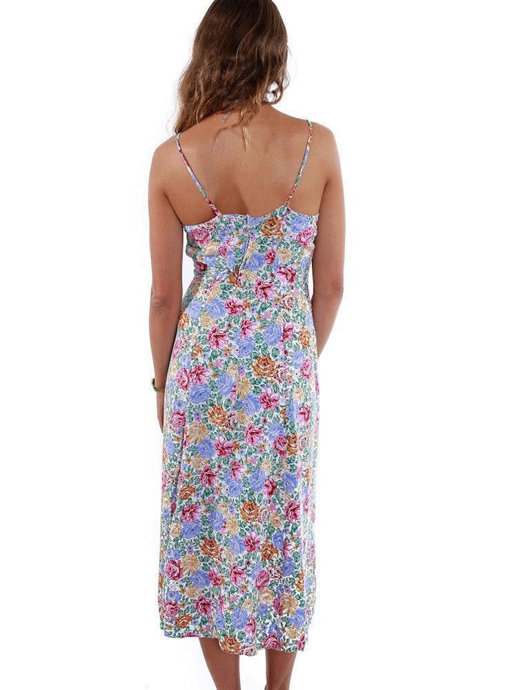 Designer 90s Vintage Floral Sun Dress with sweetheart neckline Size S / US 4 / IT 40 - 5 Thumbnail