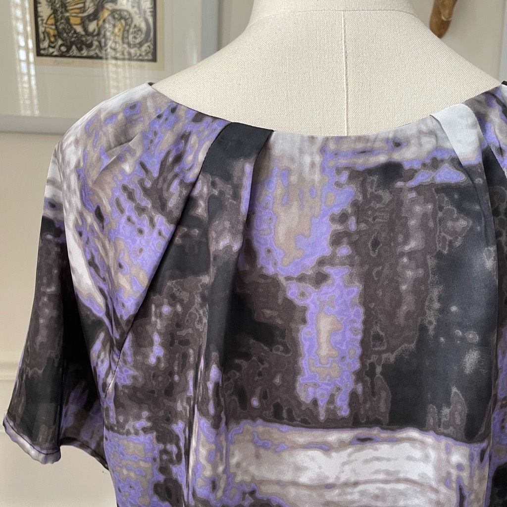 Worthington Worthington Purple Grey Black Brushstroke Print Pullover Satin Blouse XL Size XL / US 12-14 / IT 48-50 - 5 Thumbnail