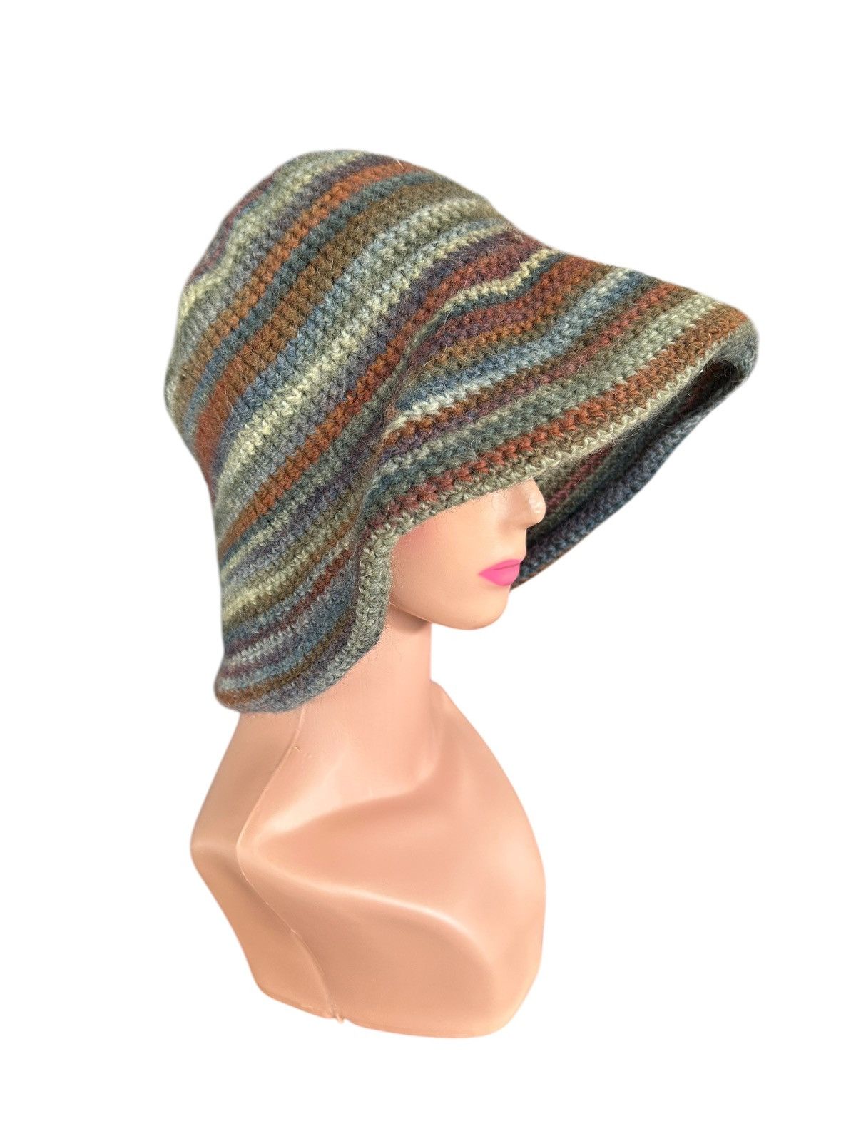Japanese Brand × Kapital × Vintage Crochet Knitted handmade Big Bucket Hats Size ONE SIZE - 2 Thumbnail