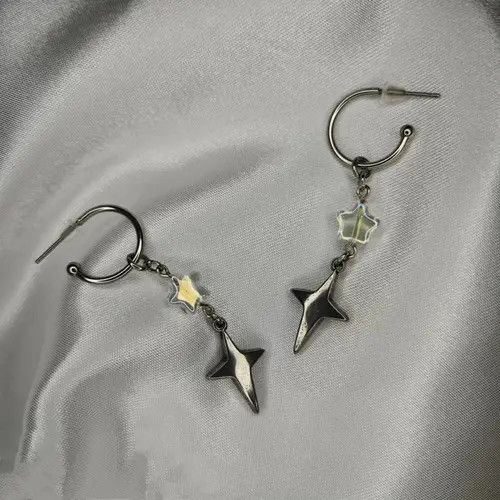 Jewelry × Sterling Silver 4 Point Star Earring Size ONE SIZE - 3 Thumbnail