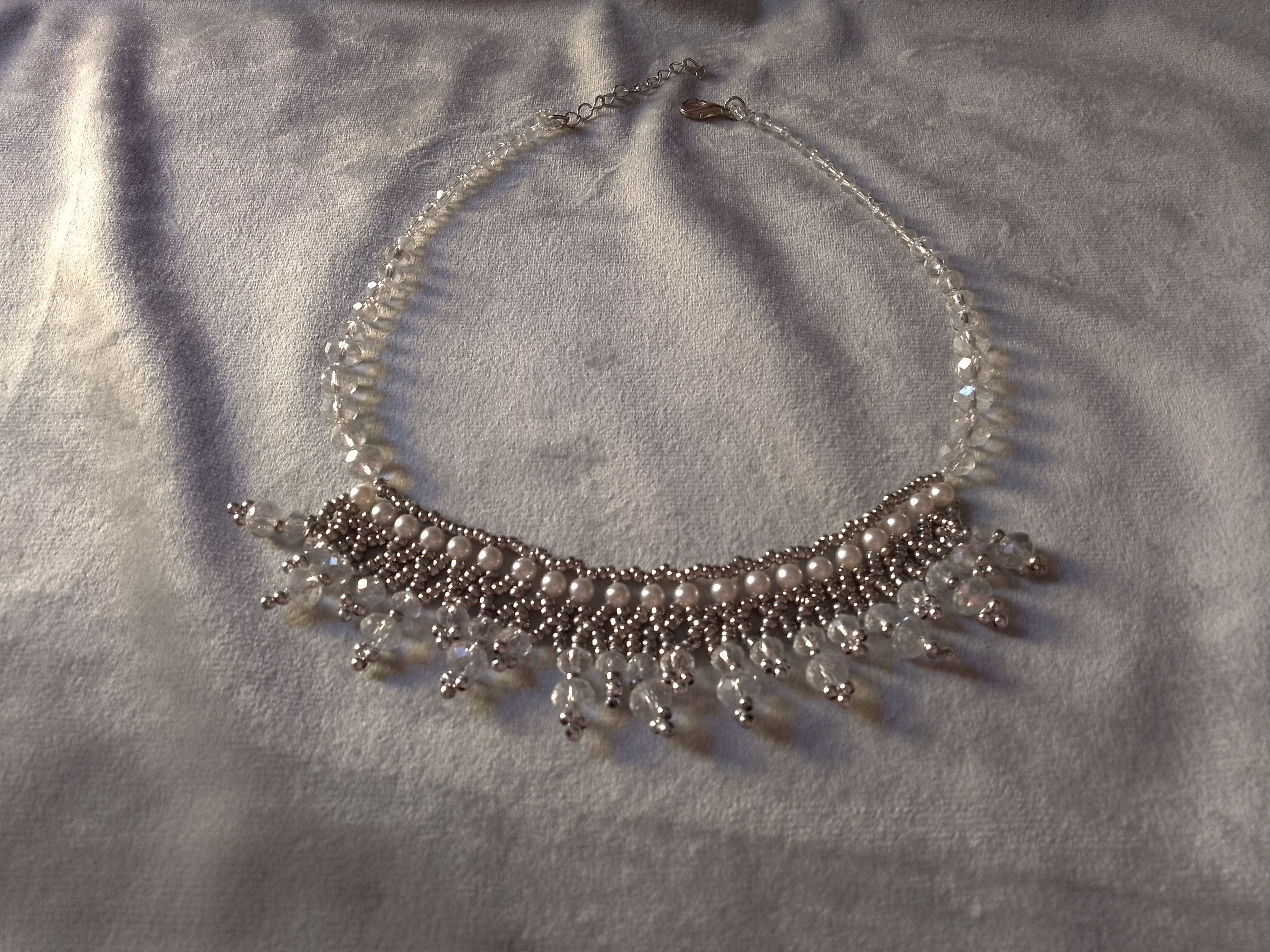 Handmade Necklace. Crystal, Elegant, Wedding. Pearls. Netted Size ONE SIZE - 1 Thumbnail
