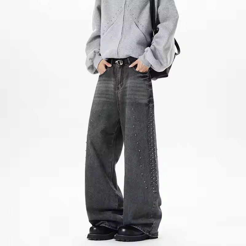 Japanese Brand 🔥 RARE Y2K Light Wash Wide Leg Embellished Jeans Size US 27 - 6 Thumbnail