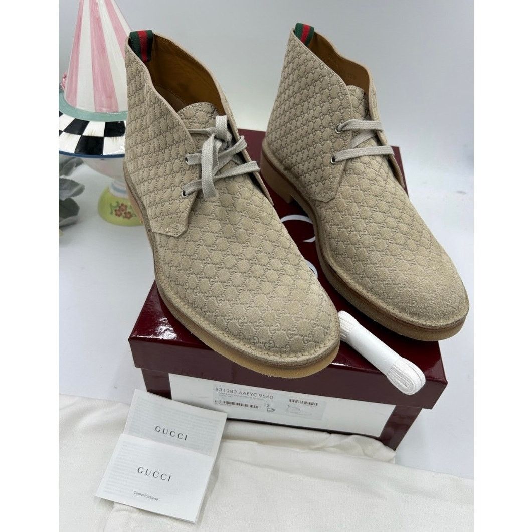 Gucci Men's Gucci suede GG embossed desert boots size 12 Size US 12.5 / EU 45-46 - 1 Thumbnail