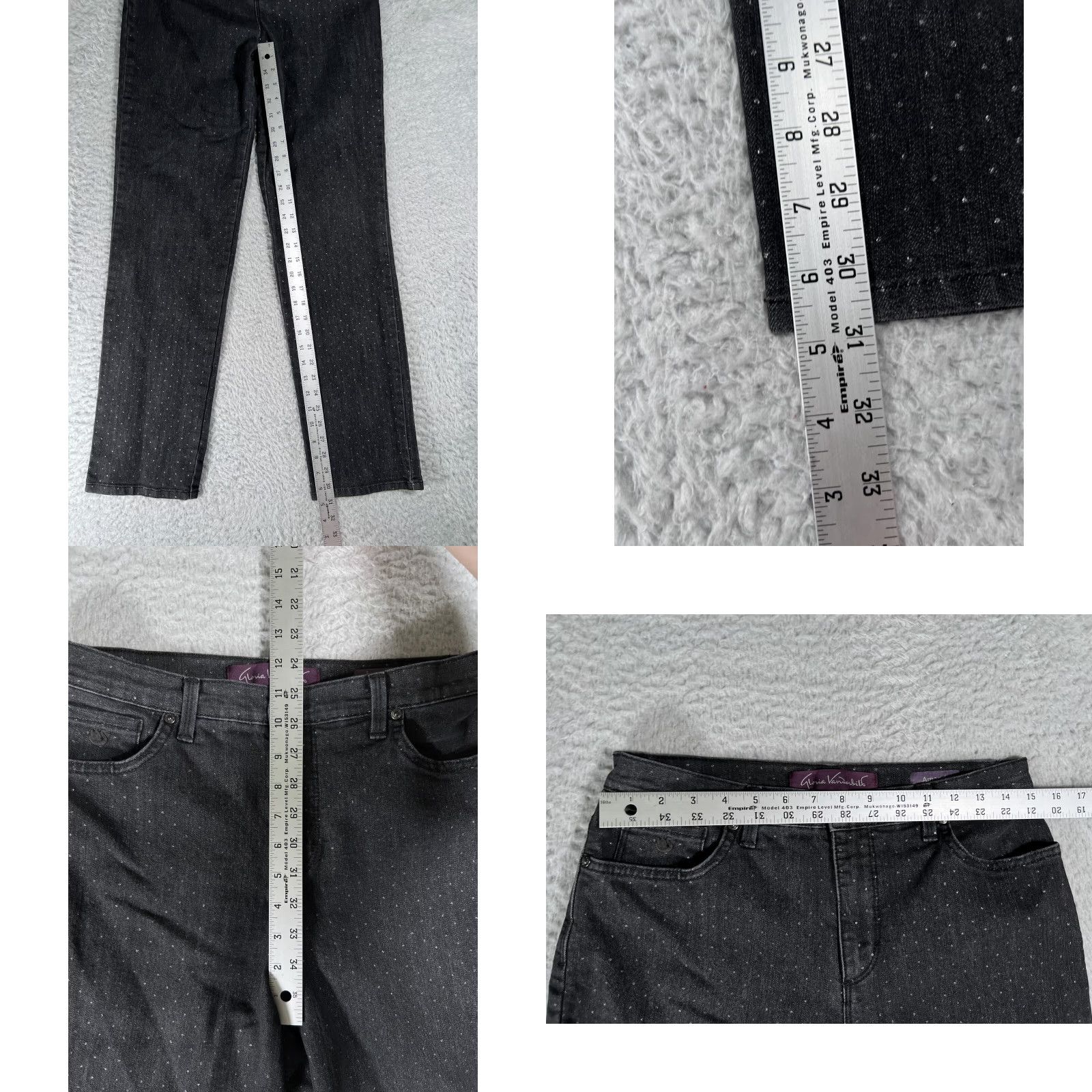Gloria Vanderbilt Gloria Vanderbilt Amanda Jeans Women 8 Black Polka Dot 5-Pocket High Rise Regular Fit Straight Denim Size 30" / US 8 / IT 44 - 8 Thumbnail