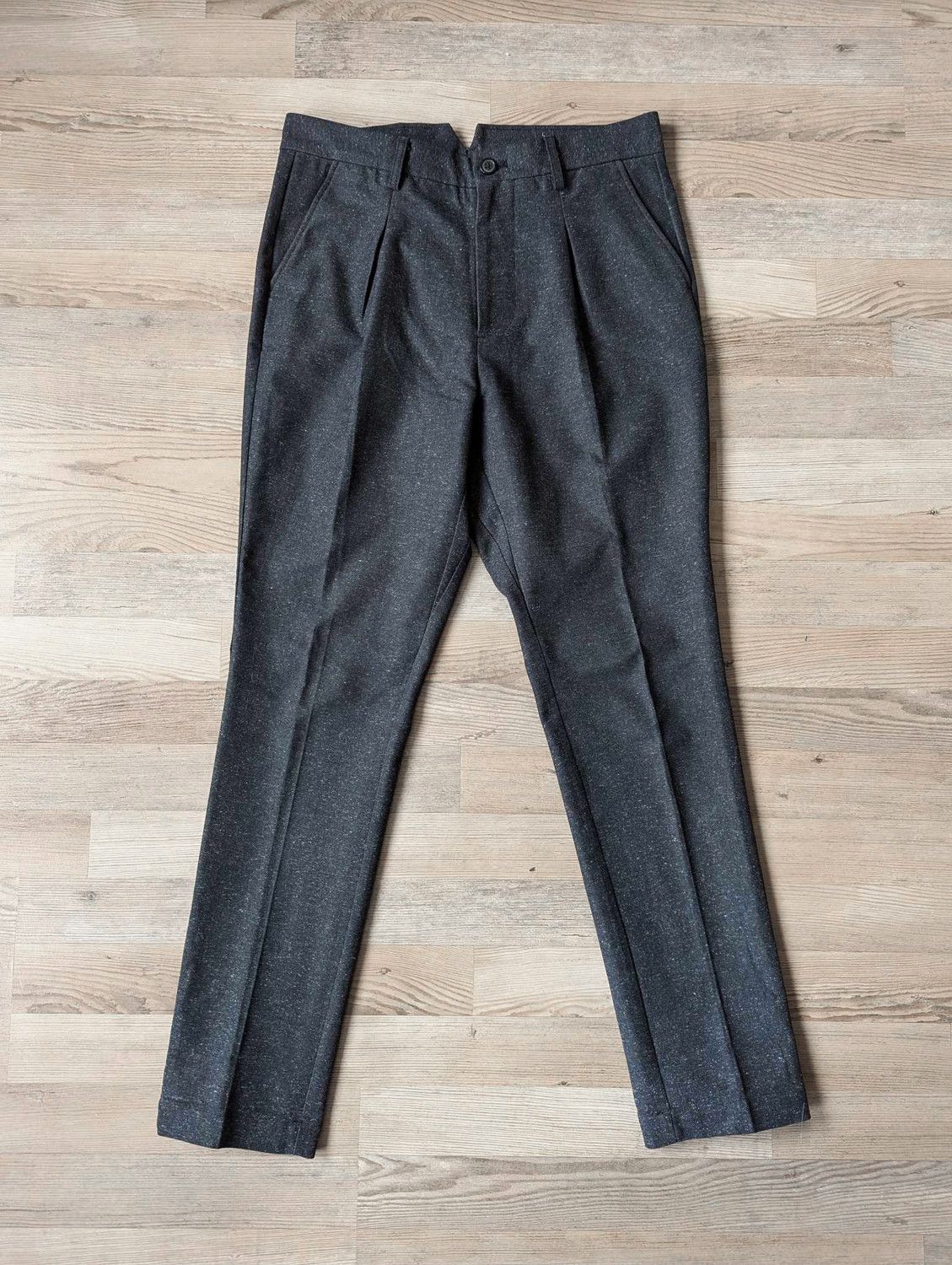Designer Reunion Chinos Volume Pleat Herringbone Pants Melange Slim Size US 31 - 1 Thumbnail