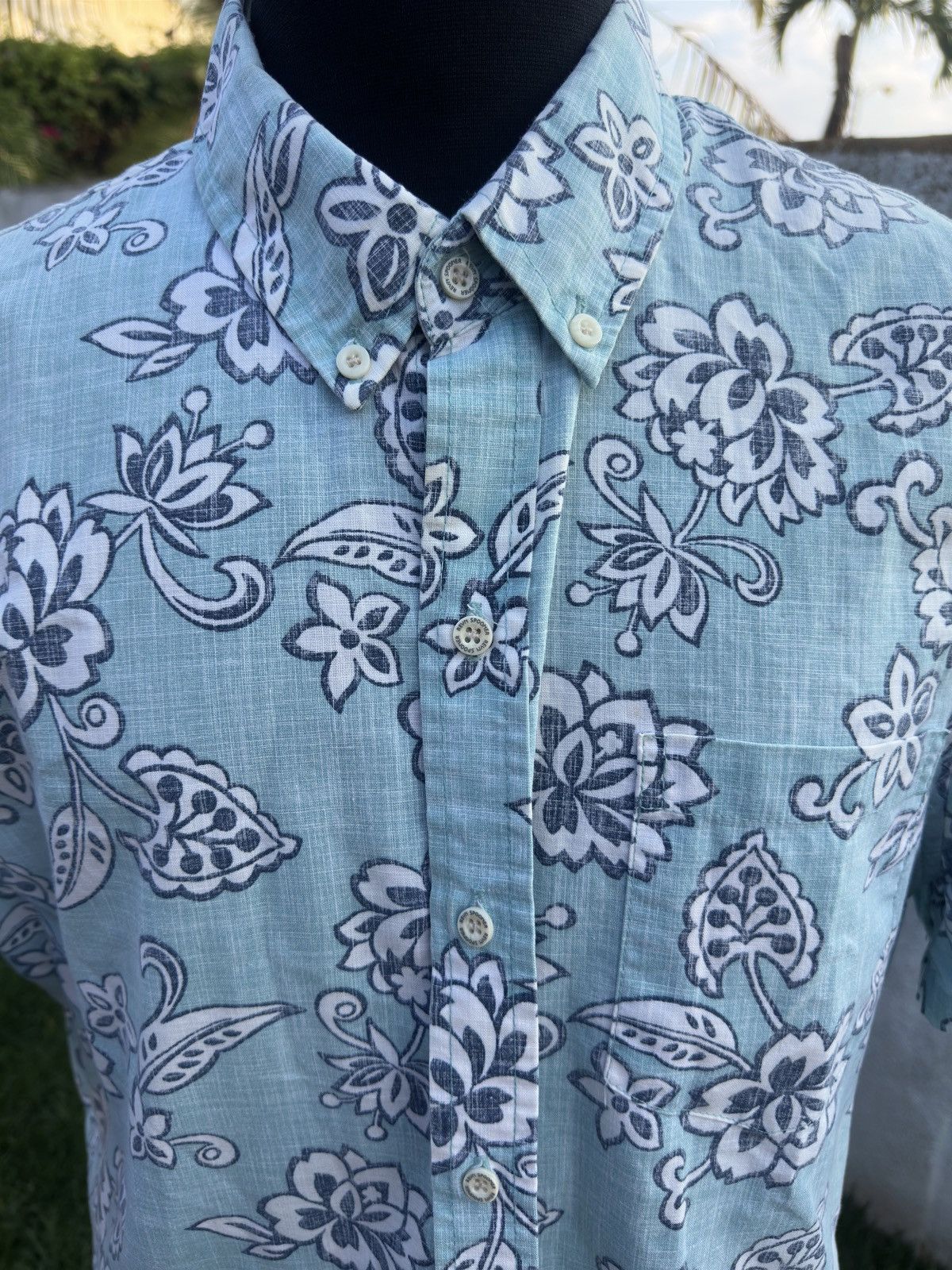 Reyn Spooner PreOwned Reyn Spooner Blue Green Hawaiian Print Men's L Size US L / EU 52-54 / 3 - 3 Thumbnail
