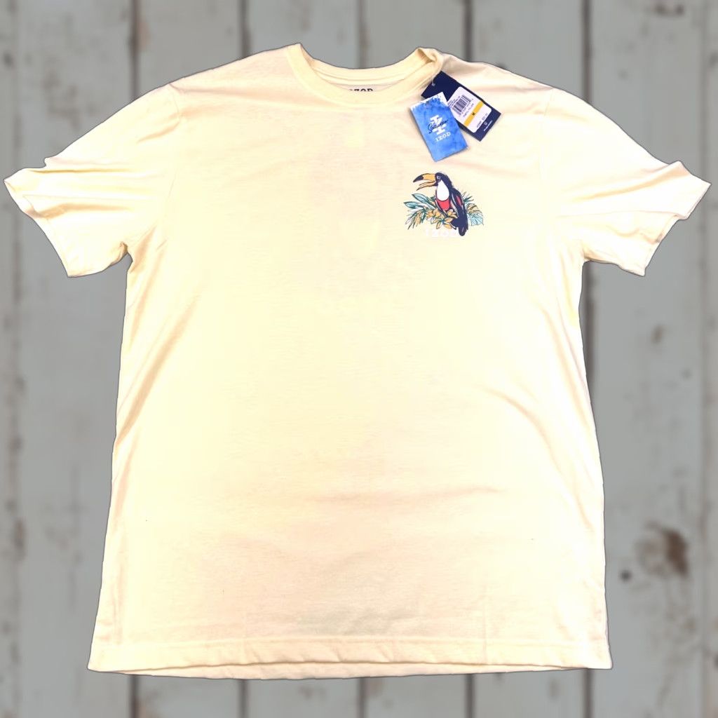 Izod IZOD Saltwater Mens Medium T-Shirt Crew Neck Yellow Toucan Double-Sided NWT Graphic Print 2020-2029 IS From Saltwater Line Size US M / EU 48-50 / 2 - 1 Thumbnail