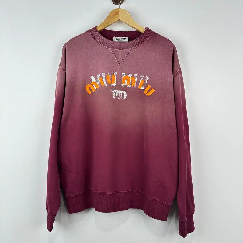 Miu Miu Miu Miu Burgundy Cotton Women's Sweatshirt 0089 Size S / US 4 / IT 40 - 1 Thumbnail