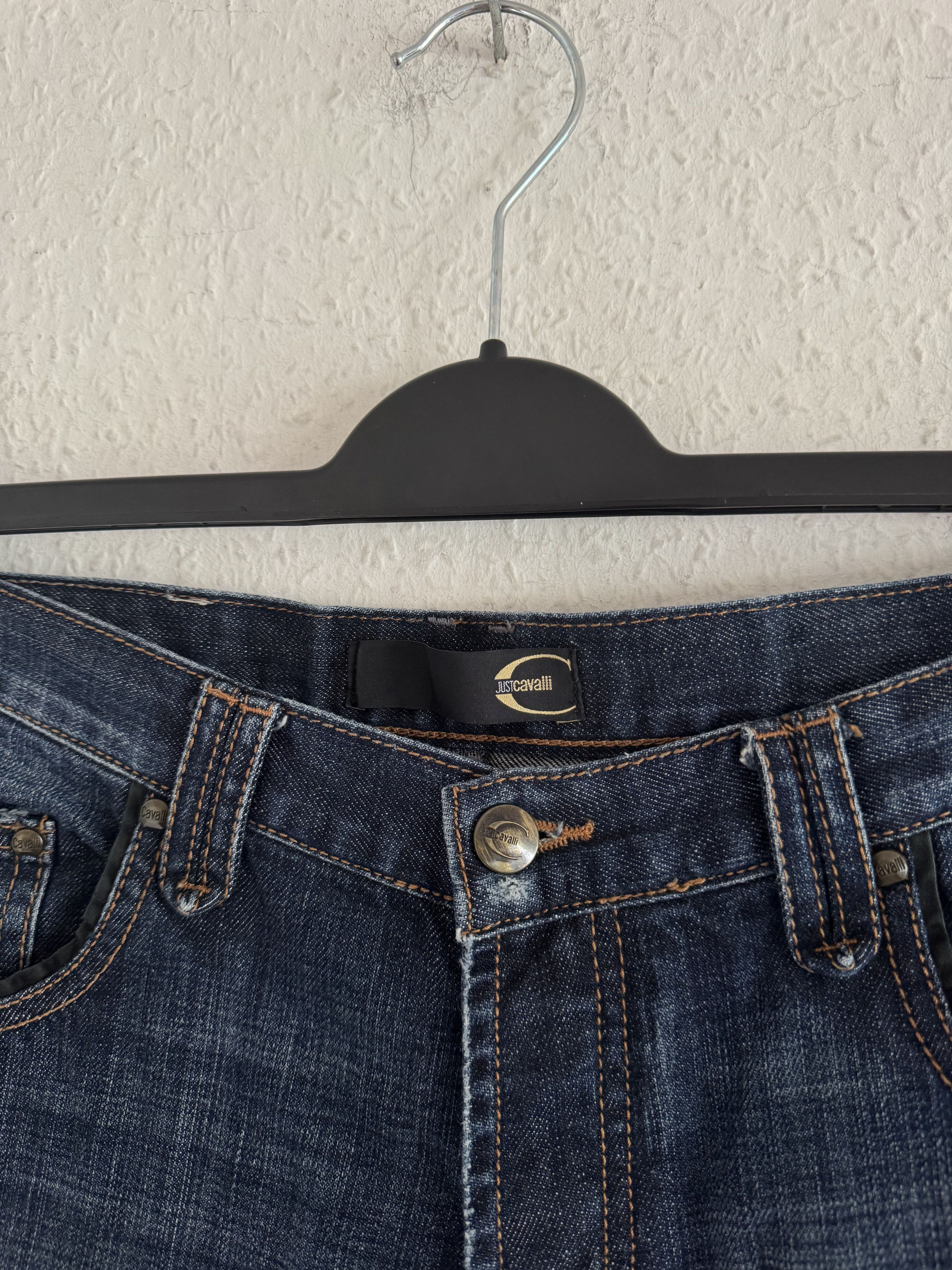 Just Cavalli Ornate Leather Pocket Denim Jeans Size US 33 - 9 Thumbnail