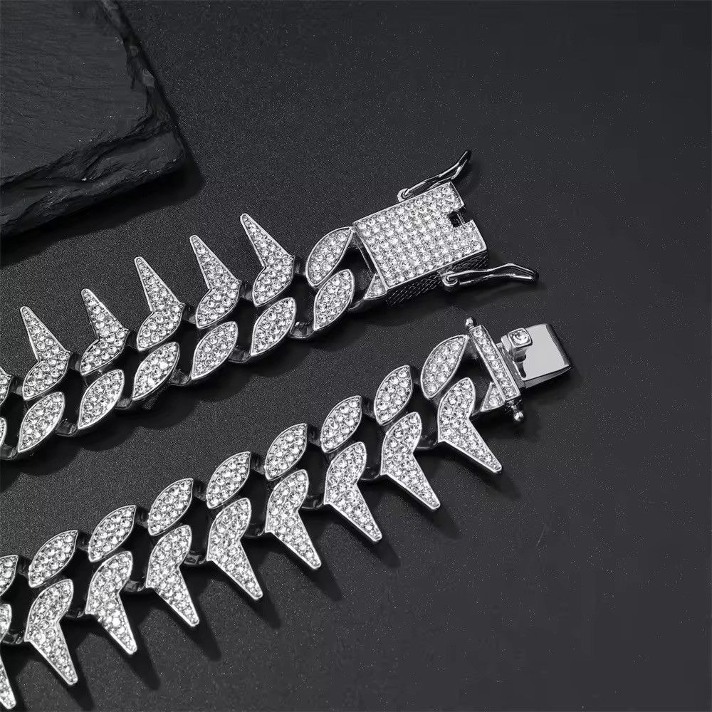 Other 24MM Width Bling Iced Out CZ Stones Thorns Chains Necklace Size ONE SIZE - 3 Thumbnail