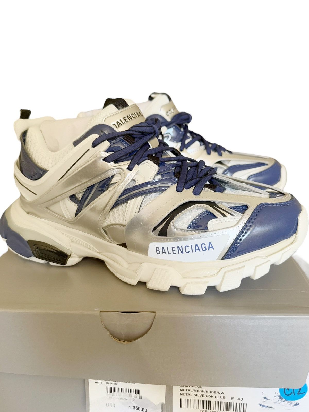 Balenciaga Track LED LIGHT Sneaker Silver Blue Metallic Size US 7 / EU 40 - 12 Thumbnail