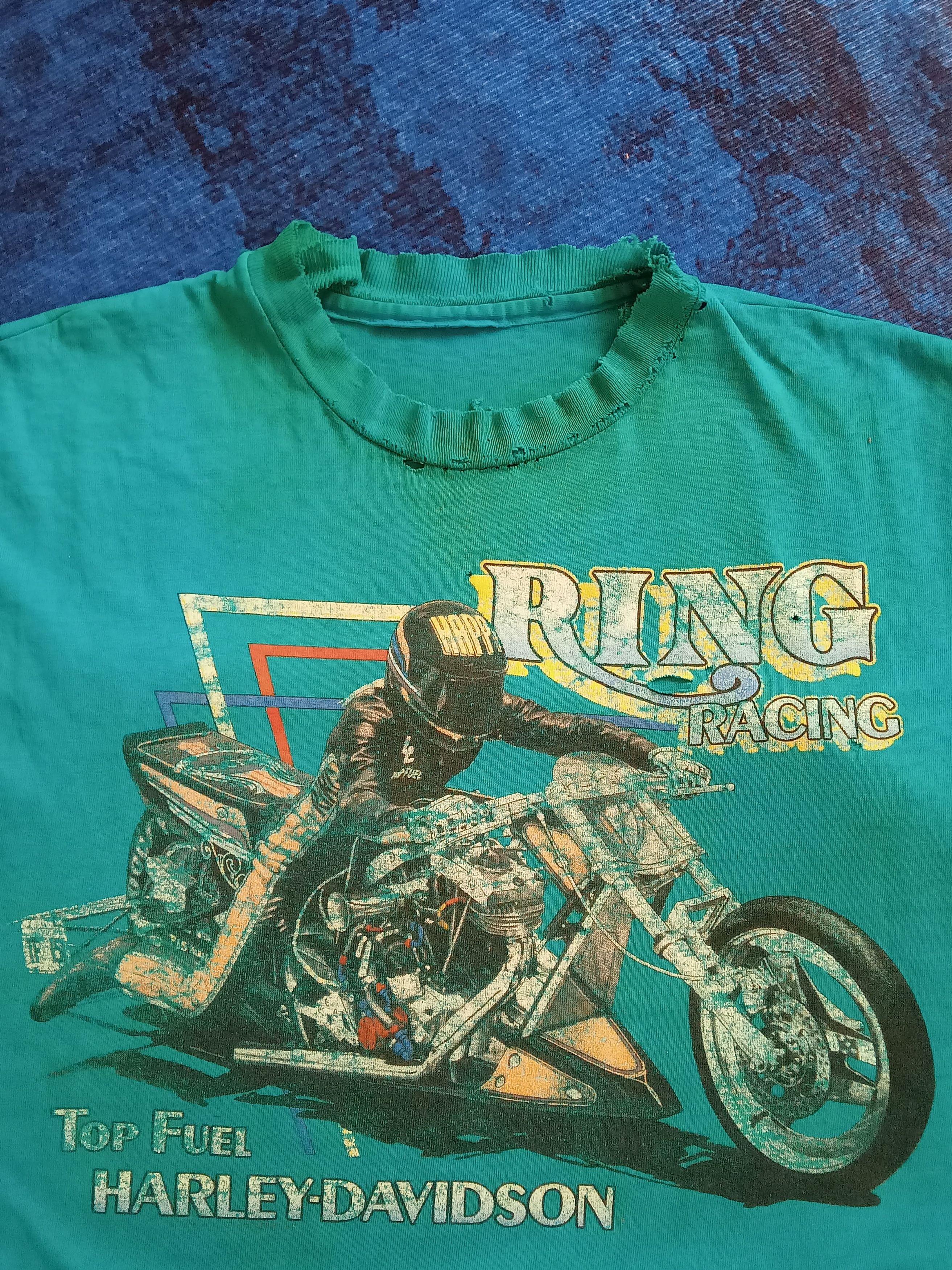 Harley Davidson Harley Davidson Ring Racing Distressed Vintage 1989 T Shirt Size US L / EU 52-54 / 3 - 3 Thumbnail