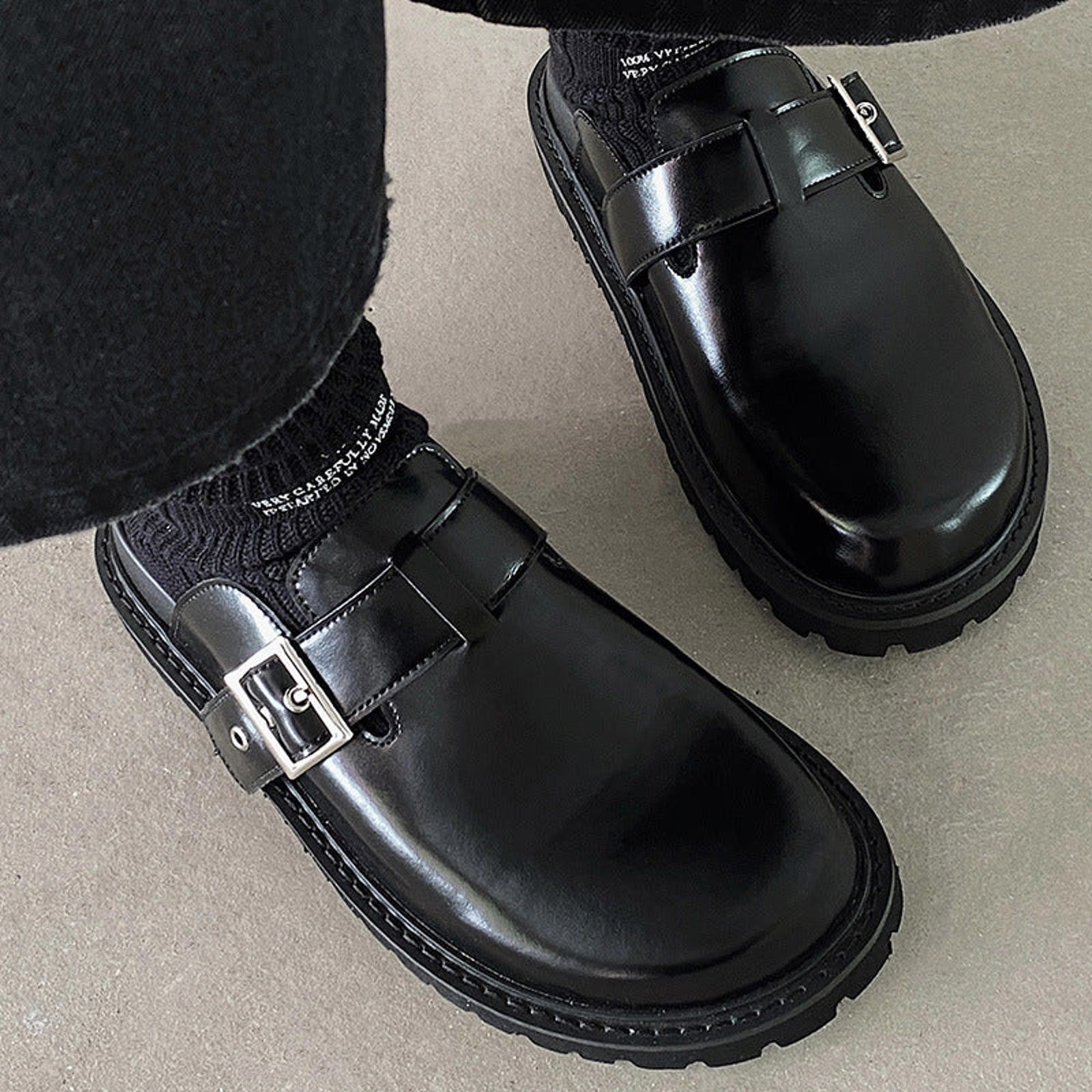 Leather Big-Head Platform Clog Slipper | Leather Outer-Wear Shoes Size US 10 / EU 43 - 1 Thumbnail