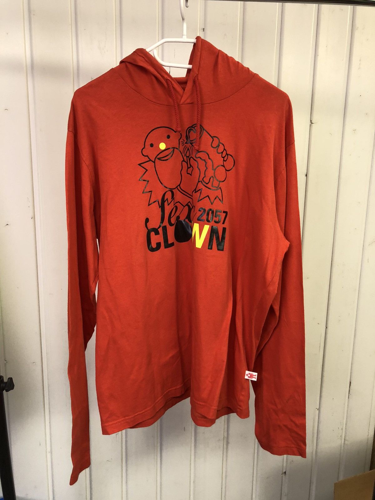 image of W Lt Walter Van Beirendonck x Walter Van Beirendonck Sex Clown Hooded Longsleeve in Red (Size 2XL)