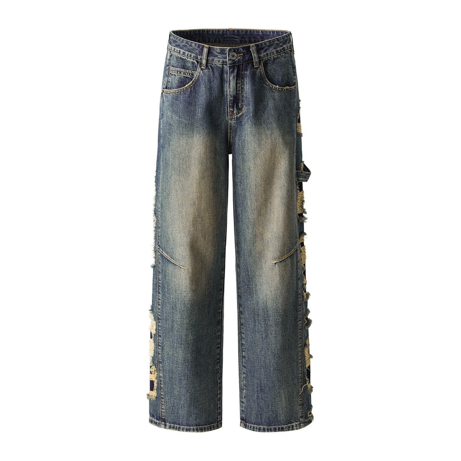 Jean Heavy Distressed Work Jeans – Washed, Loose Straight Size US 30 / EU 46 - 6 Thumbnail