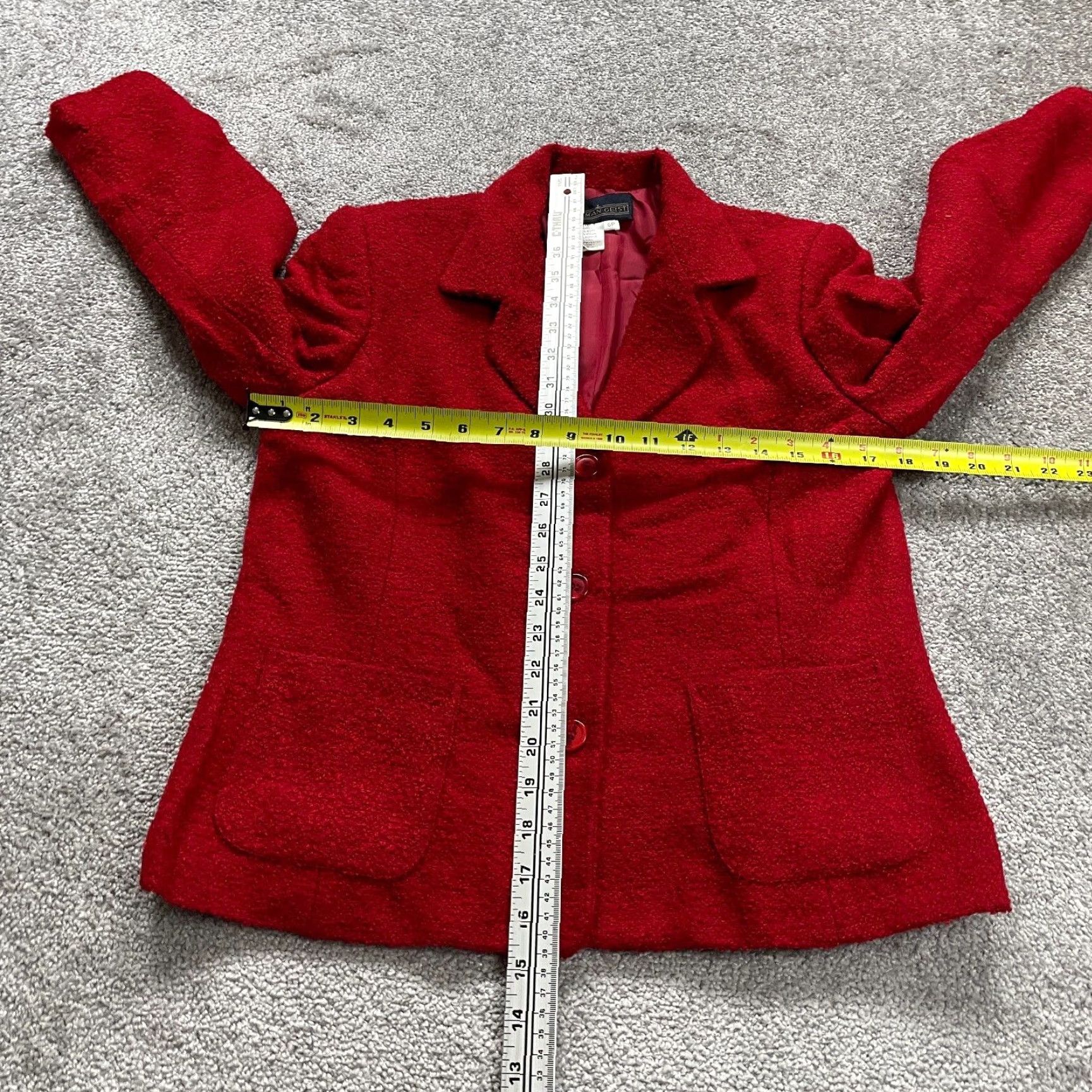 Vintage VINTAGE Herman Geist Blazer Suit Coat Womens 6P Red Tweed Single Breasted Work Size M / US 6-8 / IT 42-44 - 7 Thumbnail