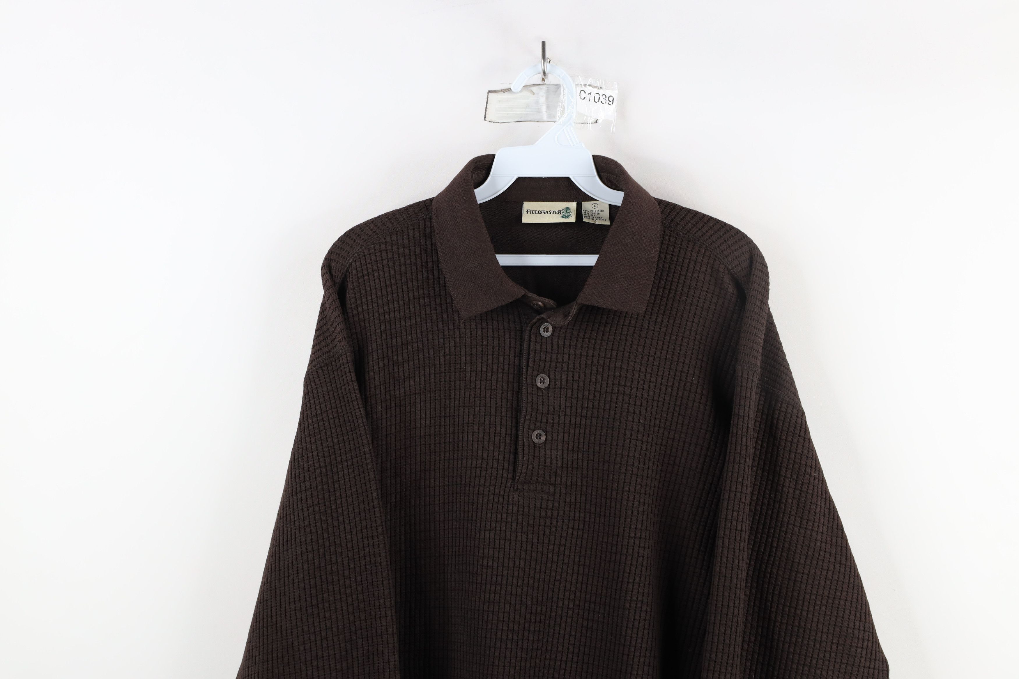 Vintage Vintage 90s Streetwear Heavyweight Long Sleeve Polo Brown Size US L / EU 52-54 / 3 - 2 Thumbnail