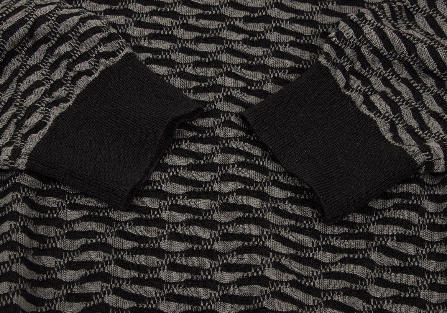 Emporio Armani Cotton Design Knit Top in Gray and Black, Size L Size US L / EU 52-54 / 3 - 6 Thumbnail