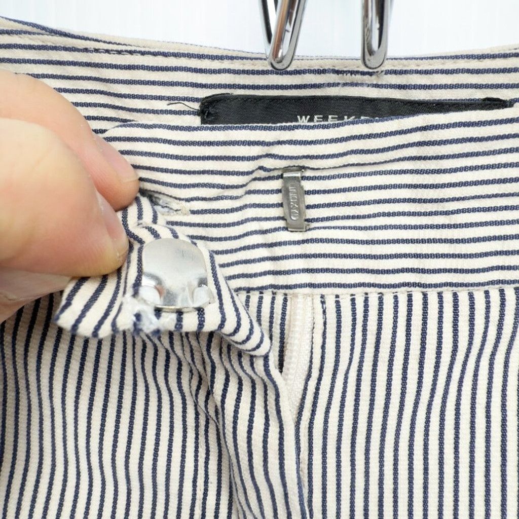 Weekend Max Mara MAXMARA Slim Stripe Cigarette Sailor chic Navy/Ivory Pants 8 Size 30" / US 8 / IT 44 - 13 Thumbnail