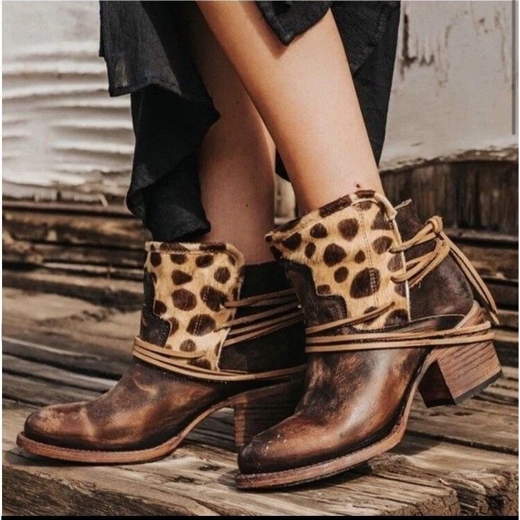 FREEBIRD Freebird Casey Leopard Boots Womens 6 Brown Western Boho Size US 6 / IT 36 - 15 Thumbnail