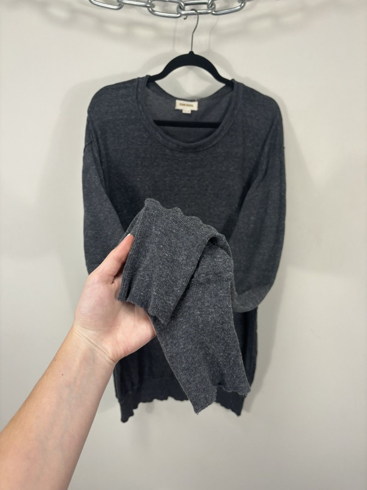 Diesel Vintage Diesel Y2K Logo Gray Avant Garde Hype Sweater Size US XXL / EU 58 / 5 - 7 Thumbnail