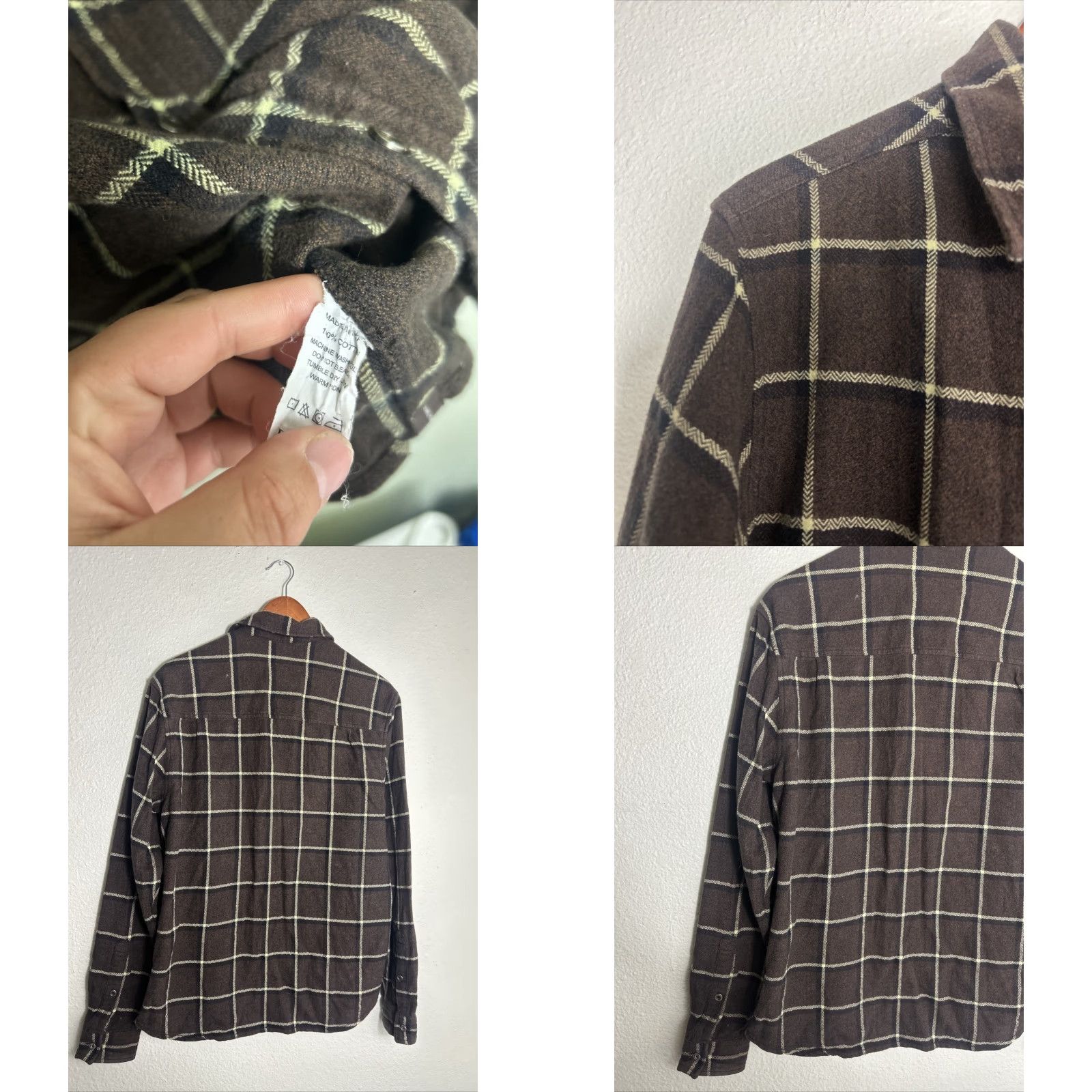 Prana PrAna Shirt Mens Medium Yellow Brown Plaid Heavy Flannel Long Sleeve Cotton Shirt Size US M / EU 48-50 / 2 - 8 Thumbnail