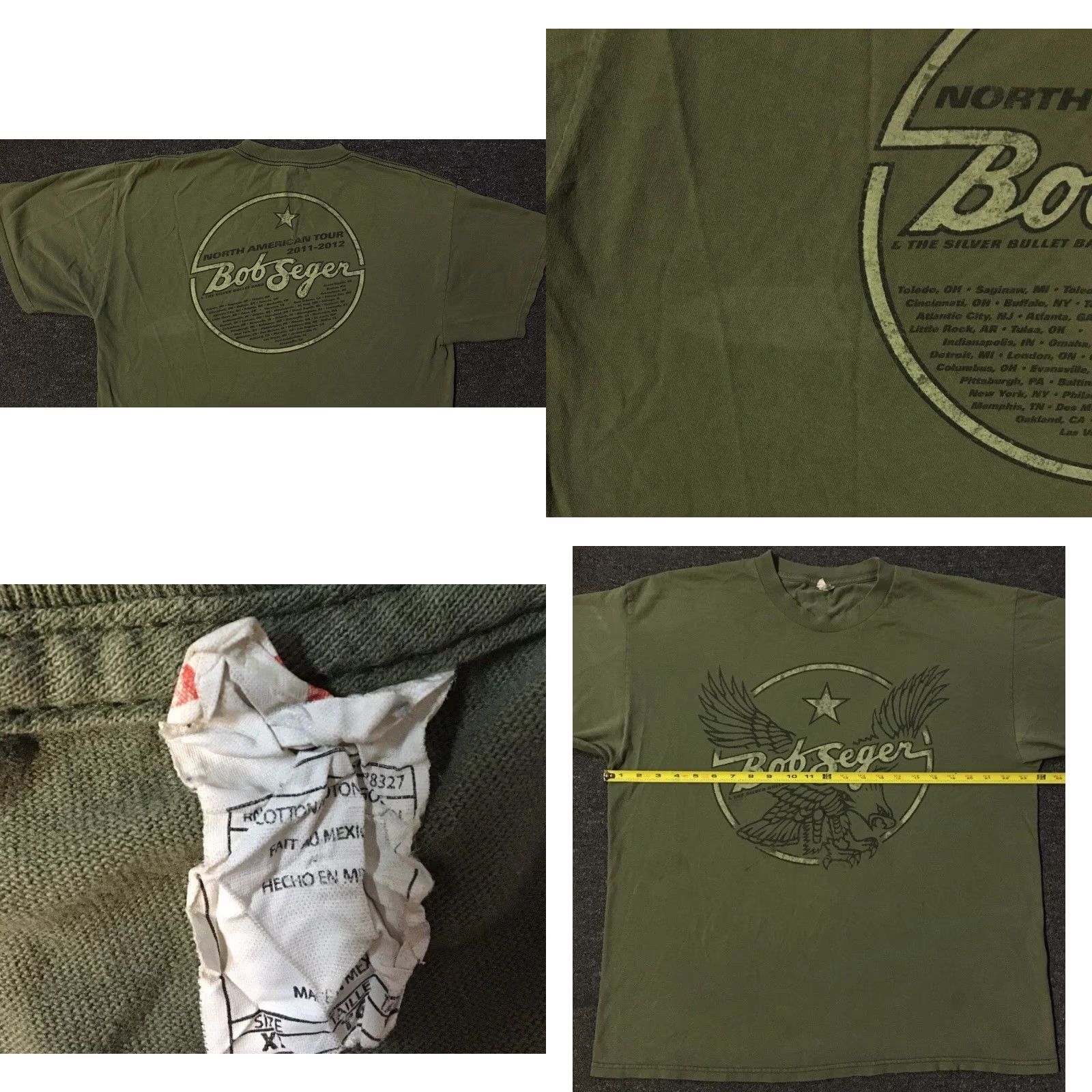Vintage VINTAGE Bob Seger 2011 Faded Distress Tour Shirt XL Concert Rock Eagle Grunge 90s T-Shirt Men XL Green Graphic Tee Band Rock N Roll 80s 90s Size US XL / EU 56 / 4 - 10 Thumbnail