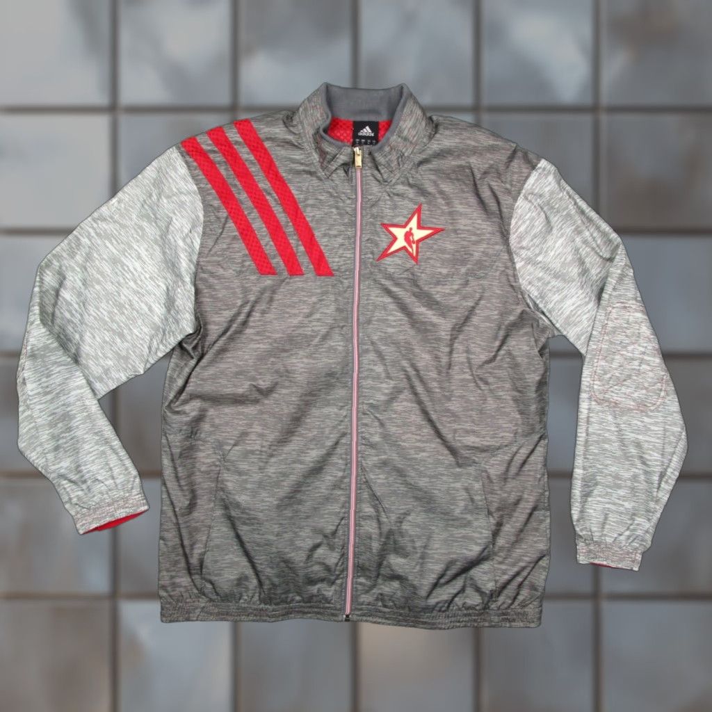 Adidas **Adidas Men's Full Zip Windbreaker NBA All Star Mens Extra Large Gray** User: **Adidas Men's Extra Large Full Zip Windbreaker Gray NBA All Star** Size US XL / EU 56 / 4 - 1 Thumbnail