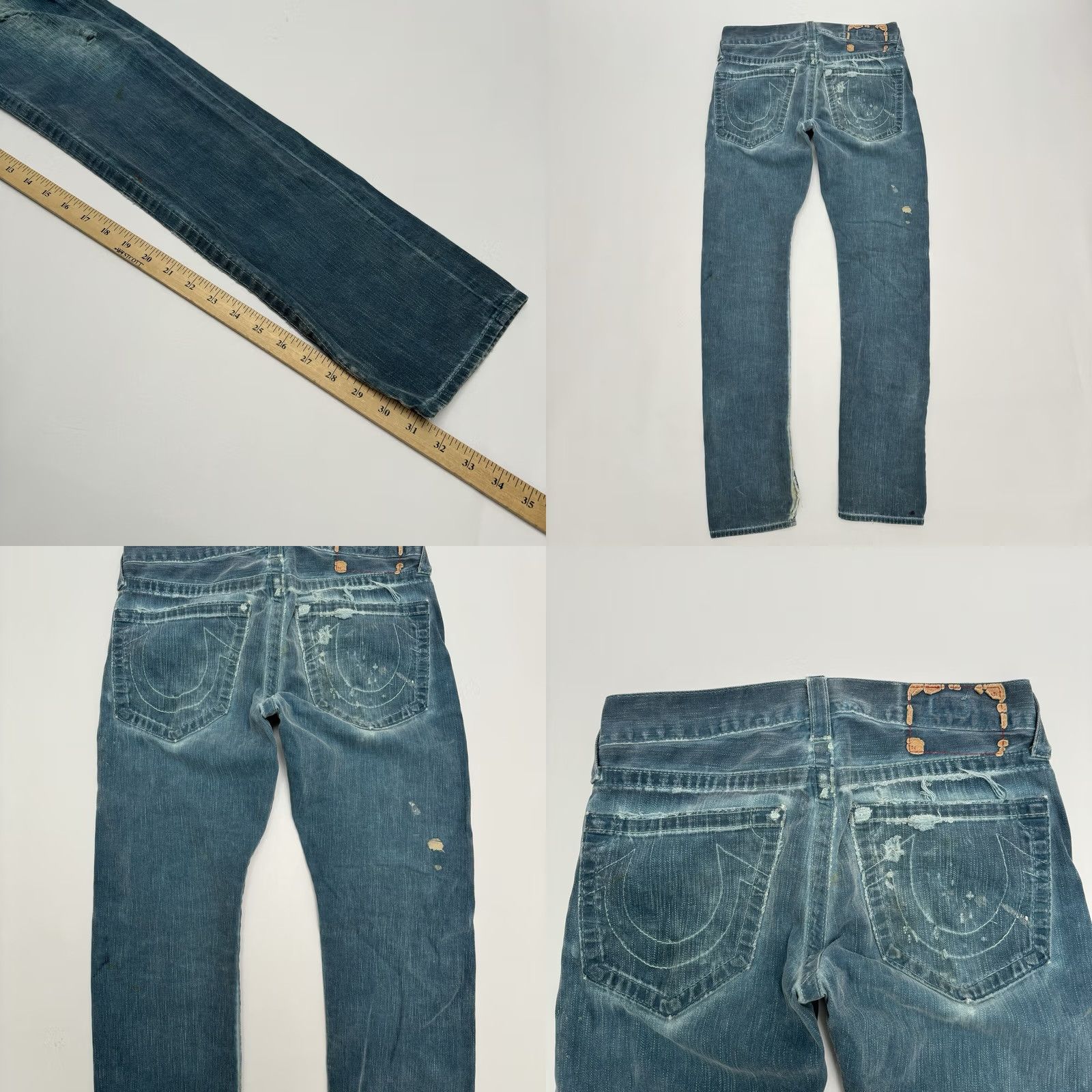 True Religion TRUE RELIGION Geno Jeans Straight Distressed USA 30x31 Mens Blue Size US 30 / EU 46 - 9 Thumbnail