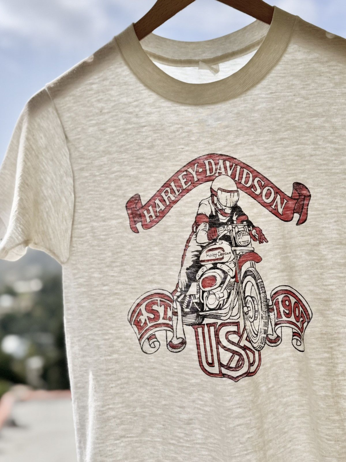 Harley Davidson VTG 1970s Harley Shirt Paper Thin Buttery Soft White 50/50 Size US XS / EU 42 / 0 - 4 Thumbnail