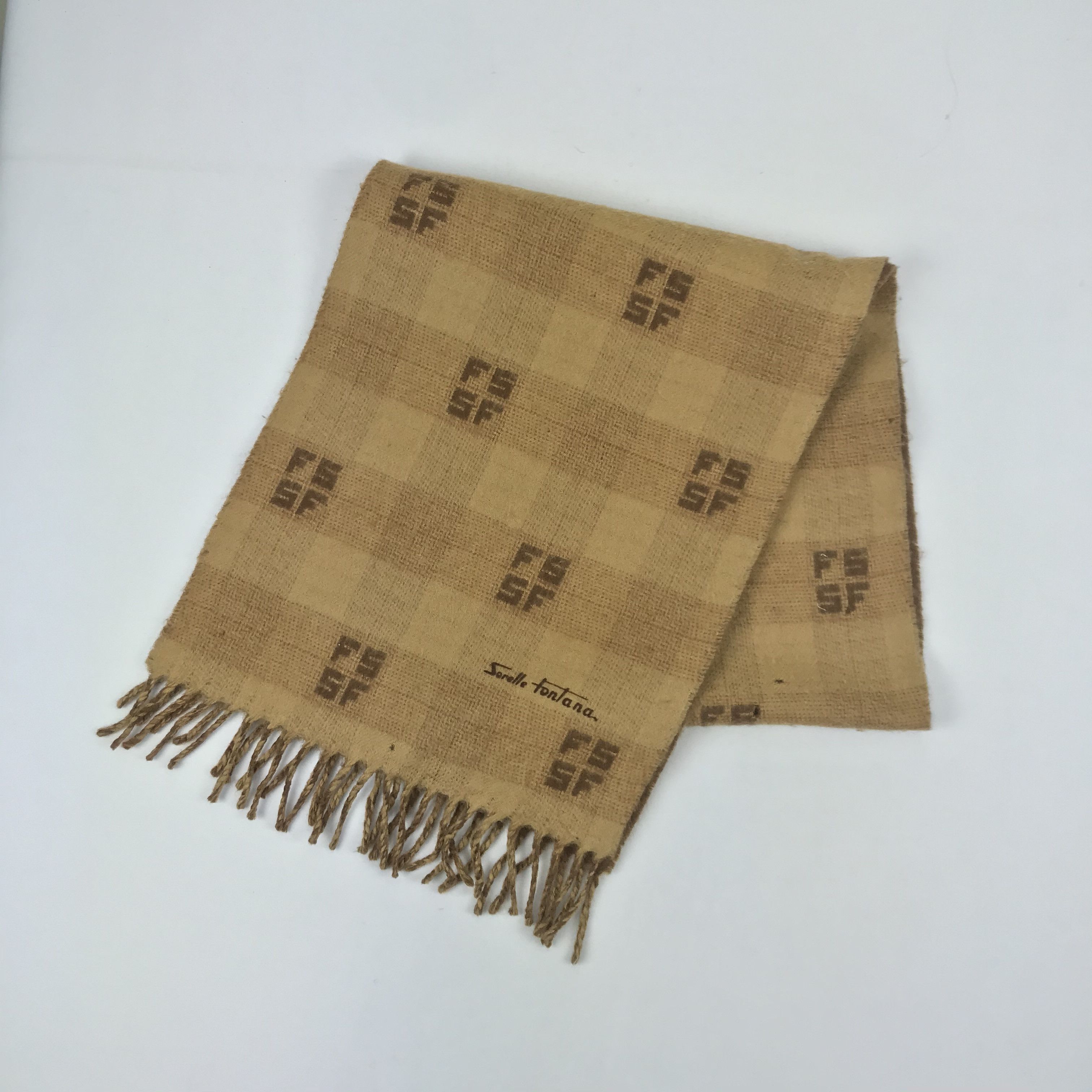 Vintage Vintage Sorella Fontana Scarf Wool Muffler Cashmere Scarves Size ONE SIZE - 3 Thumbnail