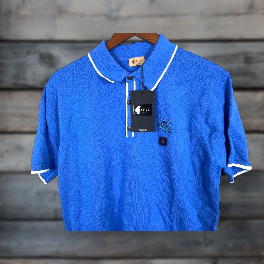Gabicci VINTAGE Giabicci Polo Shirt Men Large Blue White Bucket Hat Embroidery Casual Knit 90s Retro Size US L / EU 52-54 / 3 - 1 Thumbnail