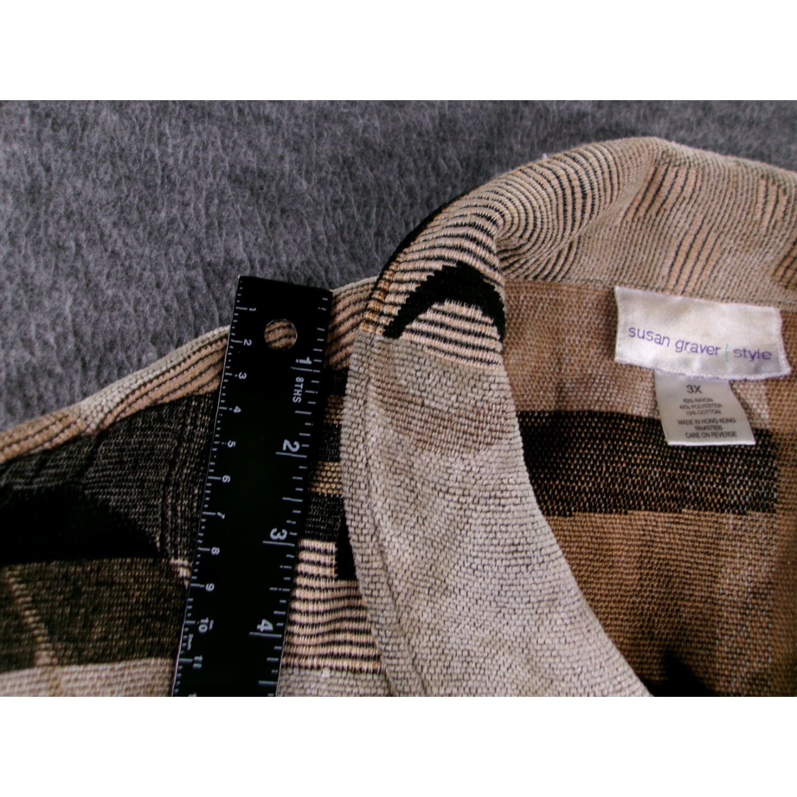 Vintage VINTAGE Susan Graver Blazer Women 3X Brown Patchwork Chic Boho Casual Shacket 80s 90s Womens Size XXL / US 16-18 / IT 52-54 - 4 Thumbnail