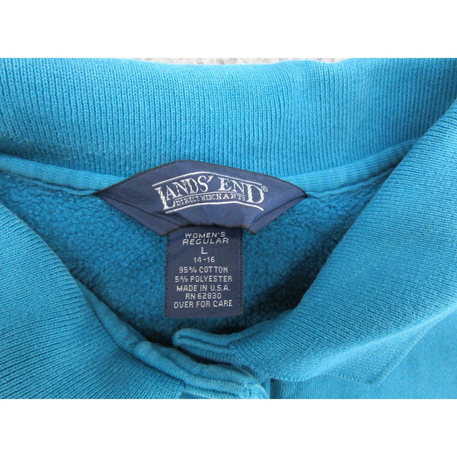 Lands' End VTG Lands End WOMEN'S Blue Henley Polo Collared Sweatshirt L USA Made Read Size L / US 10 / IT 46 - 3 Thumbnail