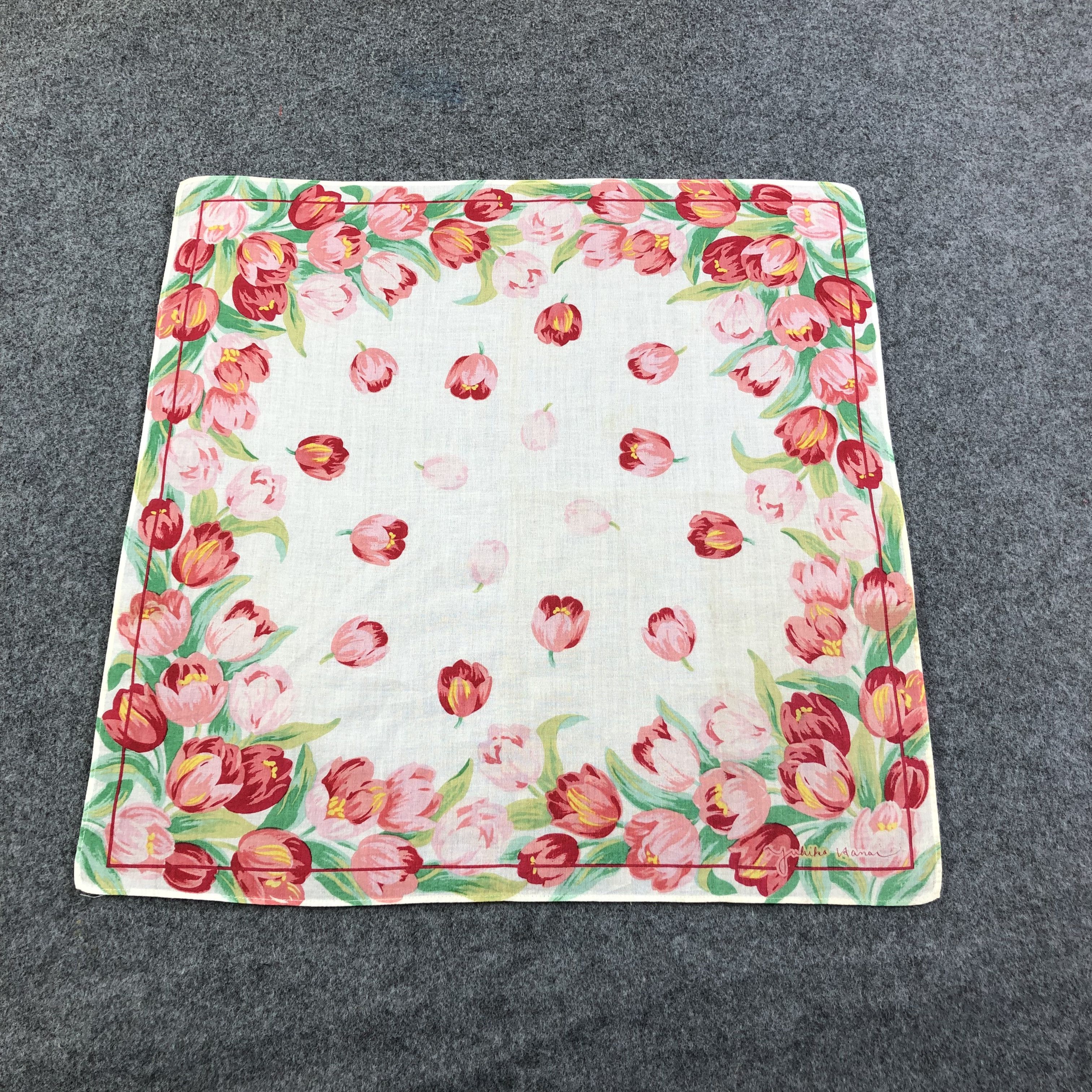 Vintage Yukiko Hanai Tulips Handkerchief Neckerchief Bandana H2257 Size ONE SIZE - 2 Thumbnail
