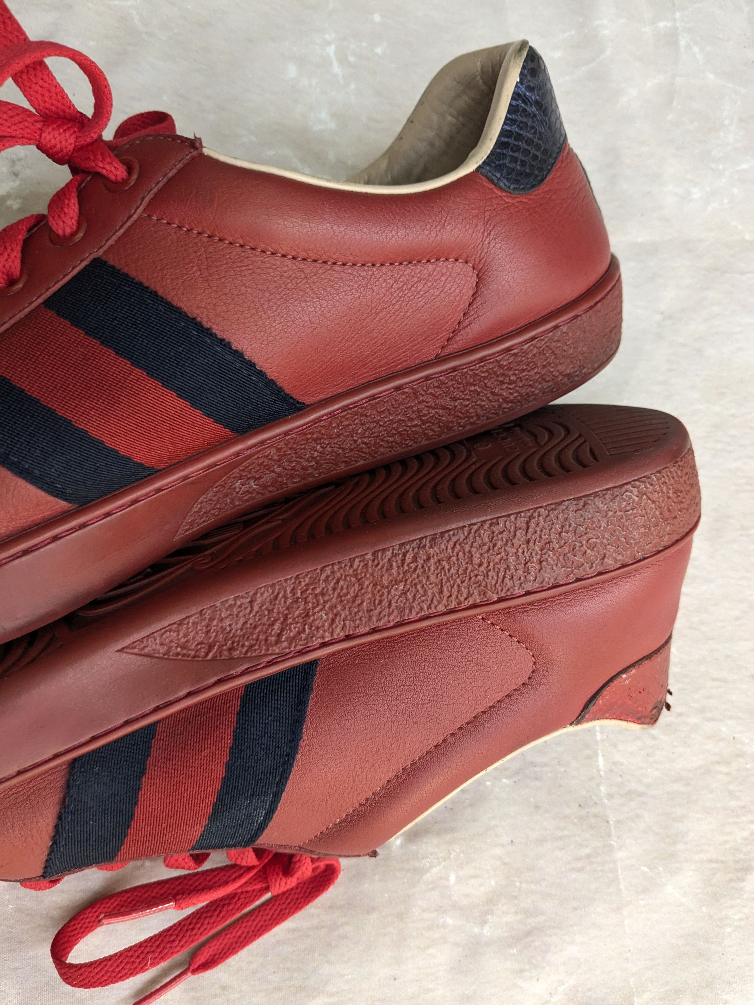 Gucci Gucci Ace Sneakers 9.5 Red Leather Low 429446 Size US 9.5 / EU 42-43 - 14 Thumbnail